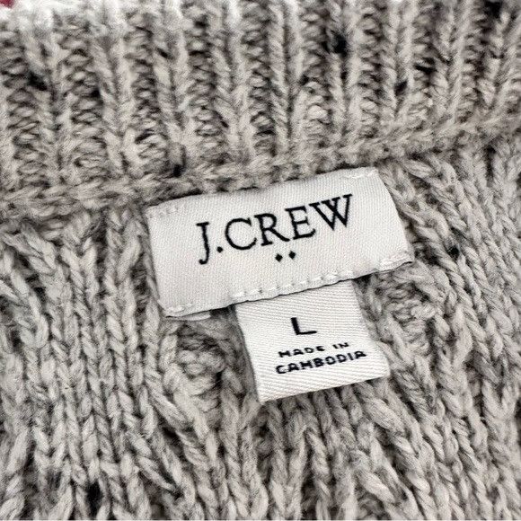 J.Crew J. Crew Speckled Gray Fisherman Cable Knit Oversized Sweater Size L / US 10 / IT 46 - 6 Thumbnail
