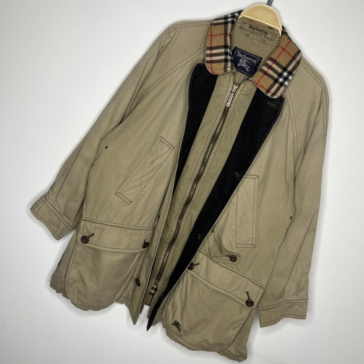 Burberry × Designer × Vintage Burberry Nova Check Vintage Coat Jacket Parka Beige 90s Size US M / EU 48-50 / 2 - 8 Thumbnail