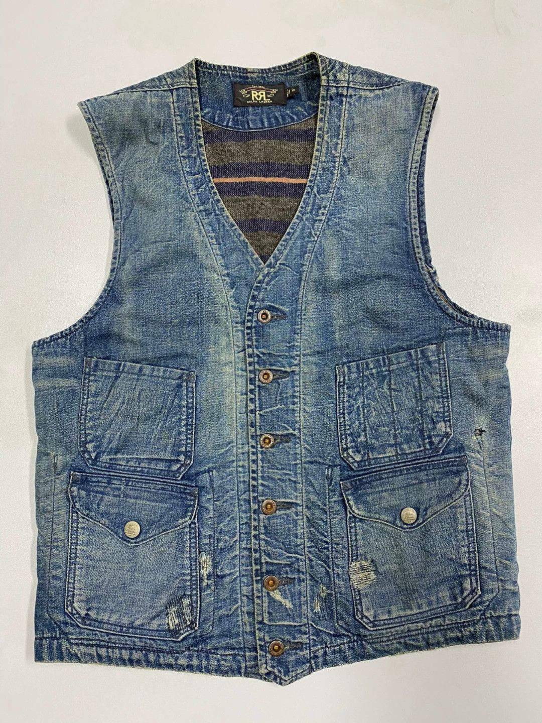 RRL Ralph Lauren vintage rrl denim vest with heavy washing Size US XS / EU 42 / 0 - 1 Thumbnail