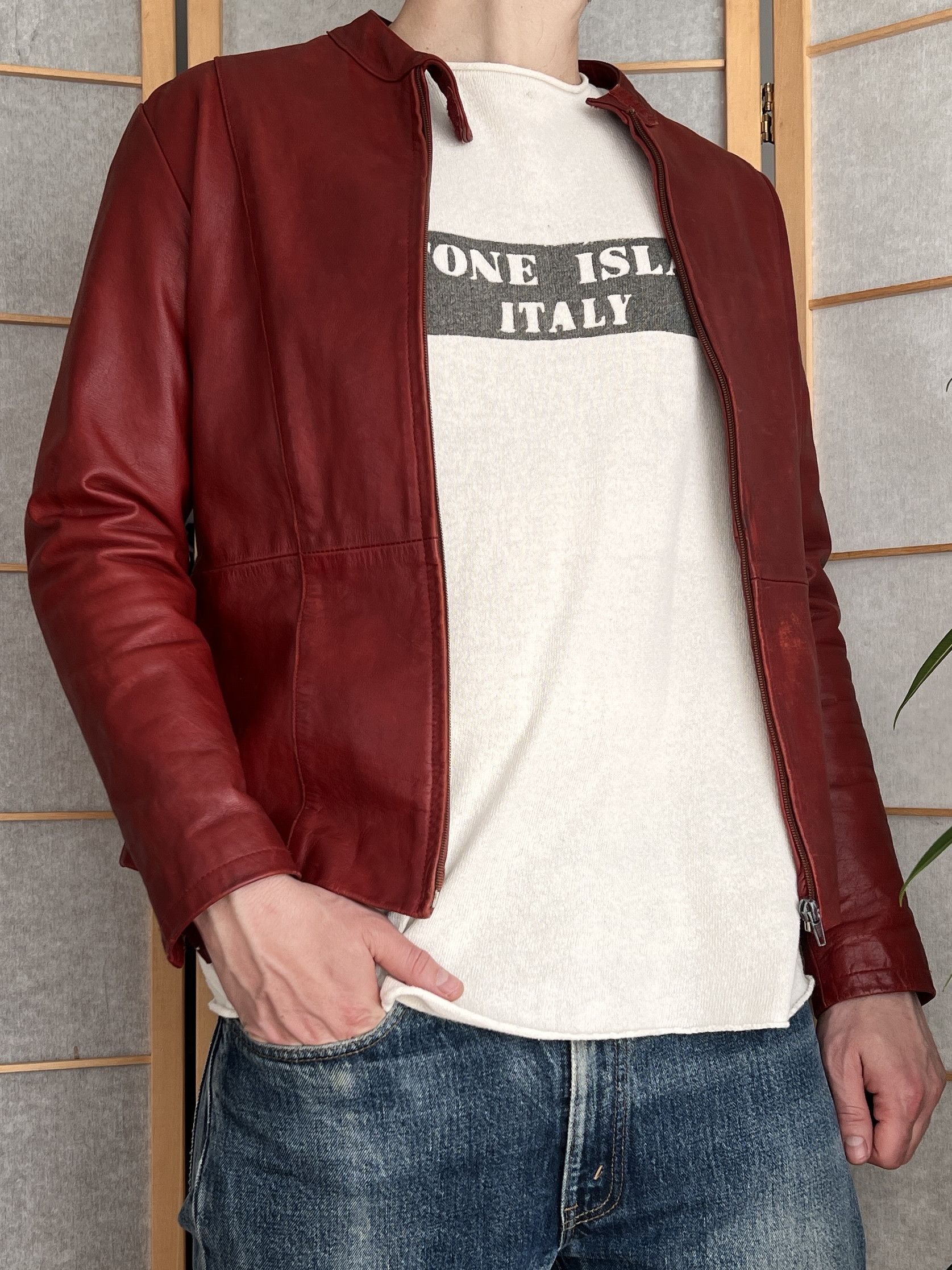 If Six Was Nine Rick Owens style vintage 00s red cropped leather jacket rare Size US S / EU 44-46 / 1 - 8 Thumbnail