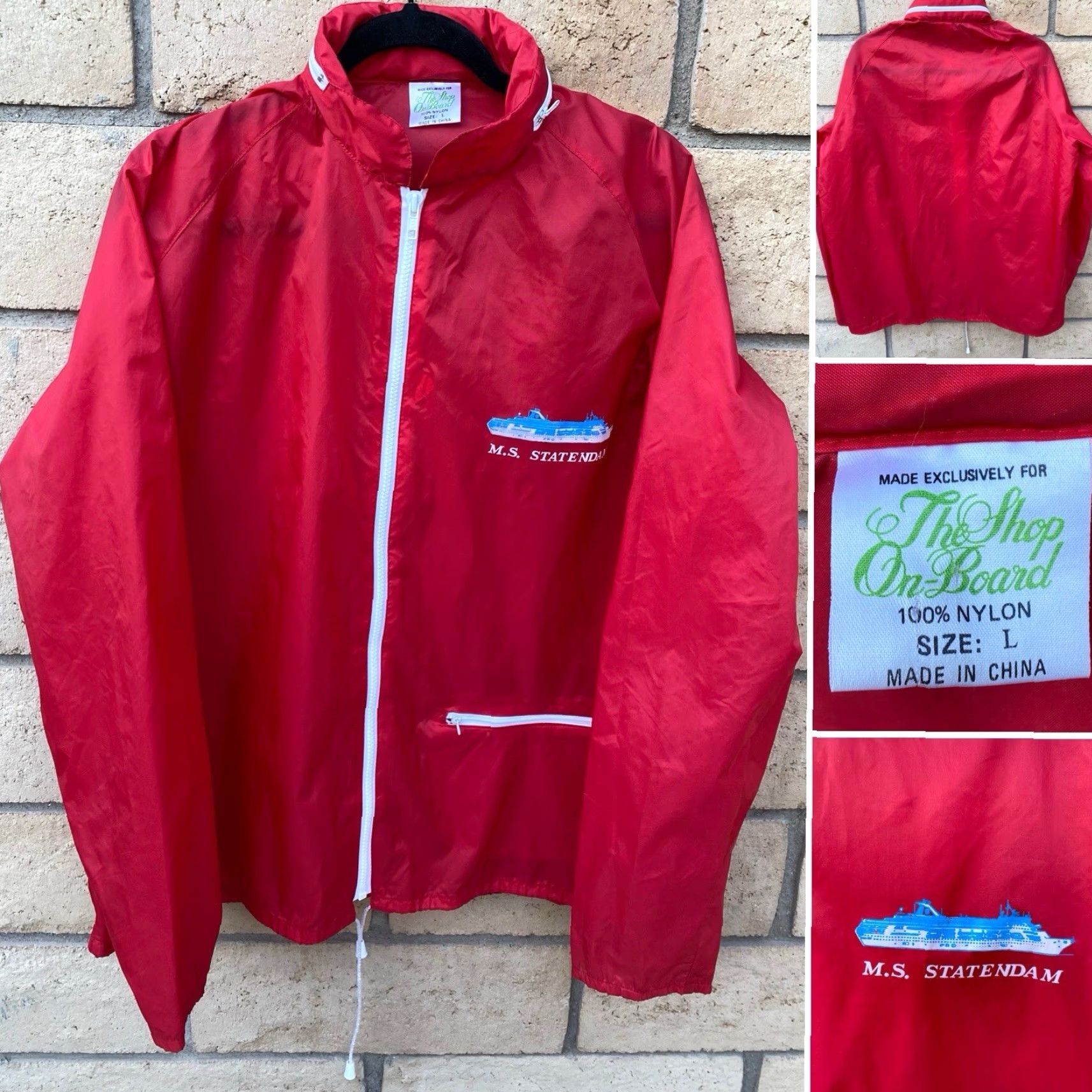 Vintage VINTAGE M.S. Statendam Windbreaker Jacket Nylon Red Navy? Size US L / EU 52-54 / 3 - 2 Thumbnail