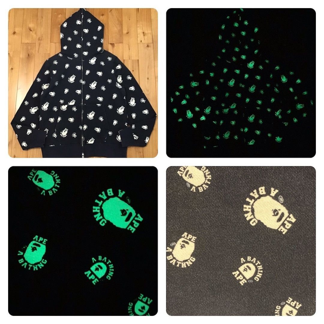 Bape 💫Glow in the dark💫 BAPE logo full zip hoodie a bathing ape Size US M / EU 48-50 / 2 - 1 Thumbnail