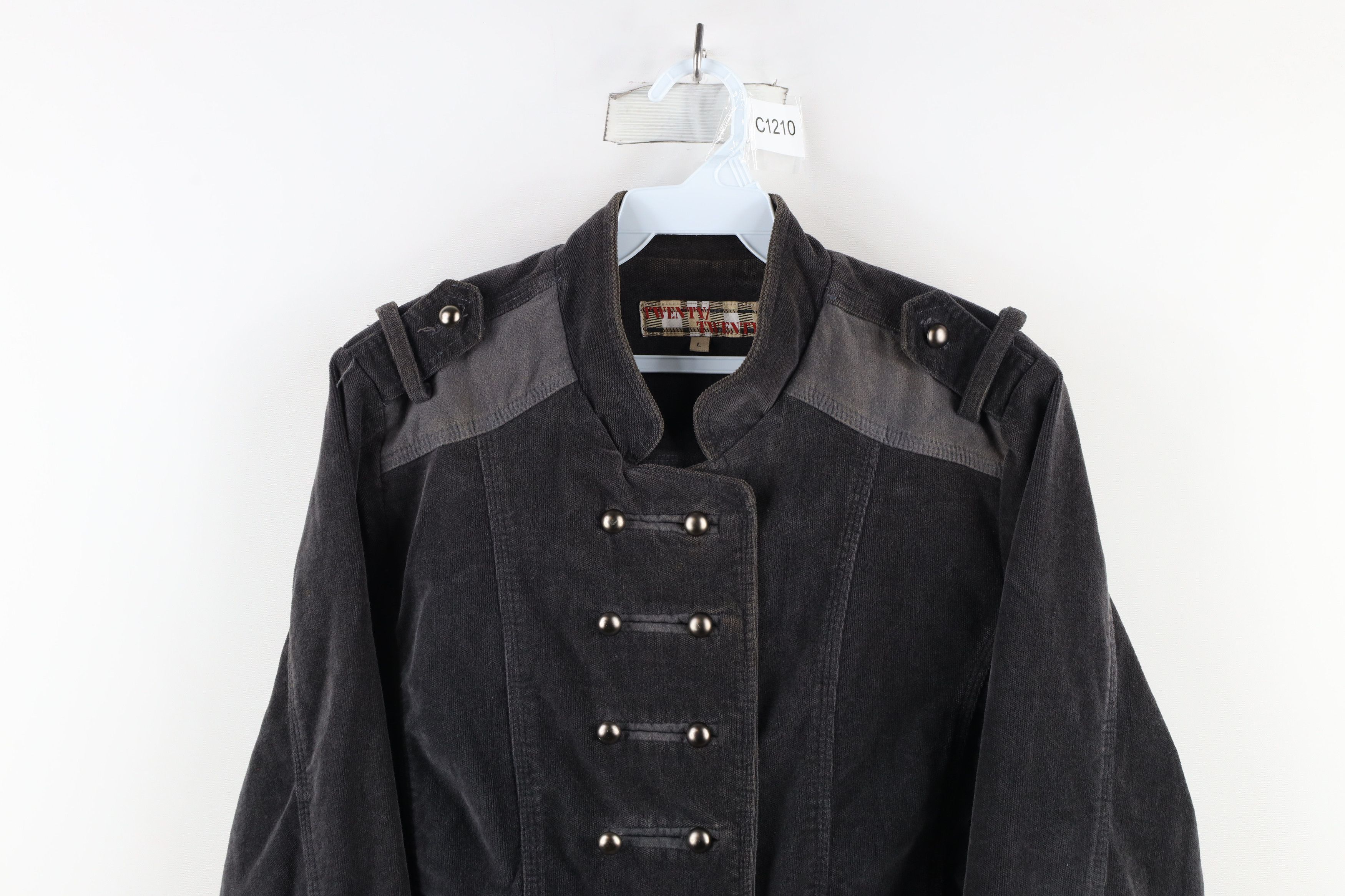 Vintage Vintage 90s Streetwear Corduroy Velour Military Jacket Gray Size US S / EU 44-46 / 1 - 2 Thumbnail