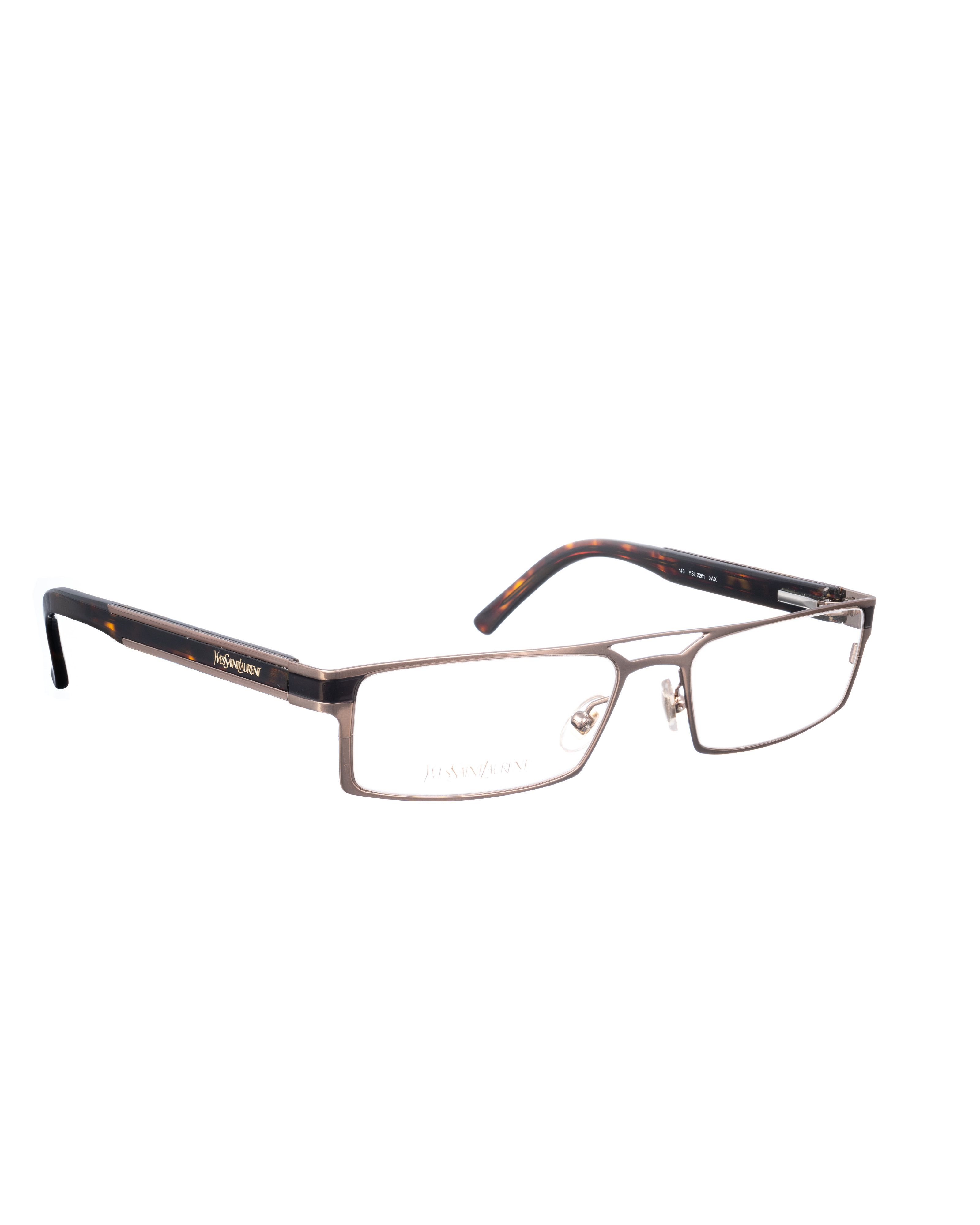Yves Saint Laurent Yves Saint Laurent 00s Gold and Brown Rectangular Glasses Size ONE SIZE - 2 Thumbnail