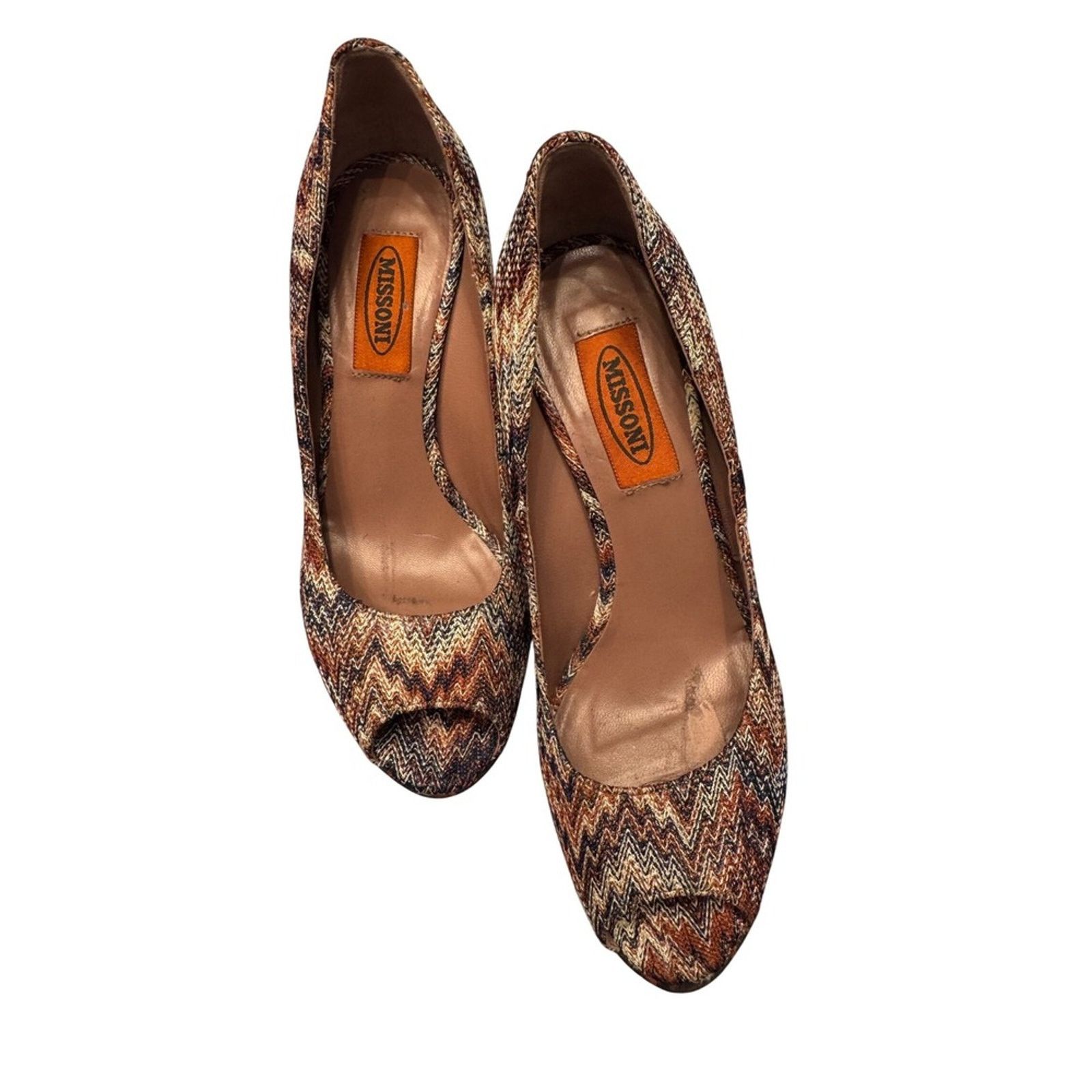 Missoni Missoni Women's Heels Size 37.5 Multicolor Zigzag Peep Toe Size US 7 / IT 37 - 1 Thumbnail