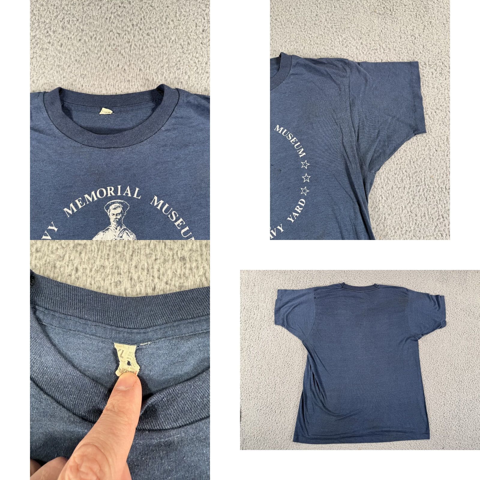 Vintage VINTAGE US Navy Memorial Museum T-Shirt XL Blue 80s Distressed Single Stitch Military/Landgirl Graphic Tee Men XL Blue 80s Vintage Size US XL / EU 56 / 4 - 8 Thumbnail