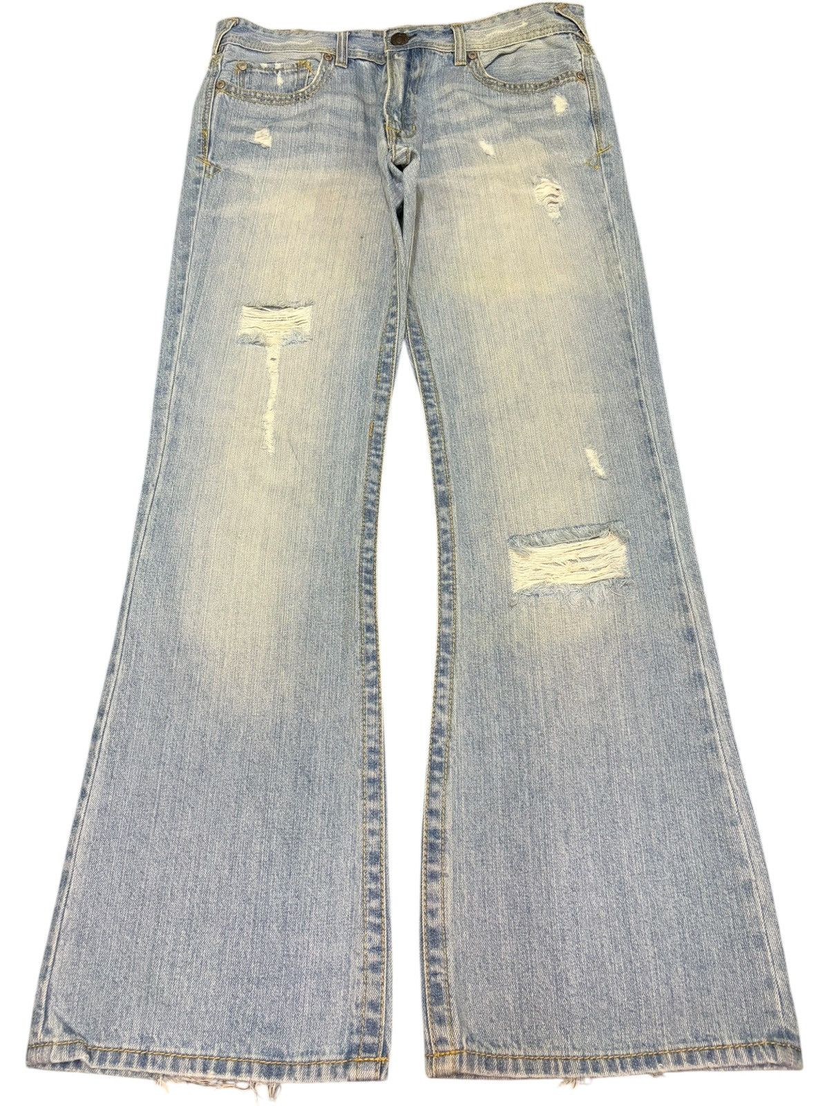 Edwin Vintage Japanese Brand Faded Wash Distress Flare Jeans Size US 34 / EU 50 - 1 Thumbnail