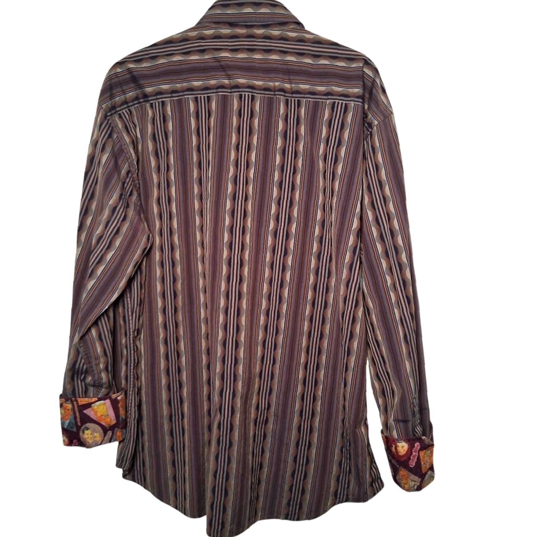 Robert Graham Robert Graham Shirt Men 2XL Purple Stripe Gin And Tonic Flip Cuff Artsy Abstract Size US XXL / EU 58 / 5 - 4 Thumbnail