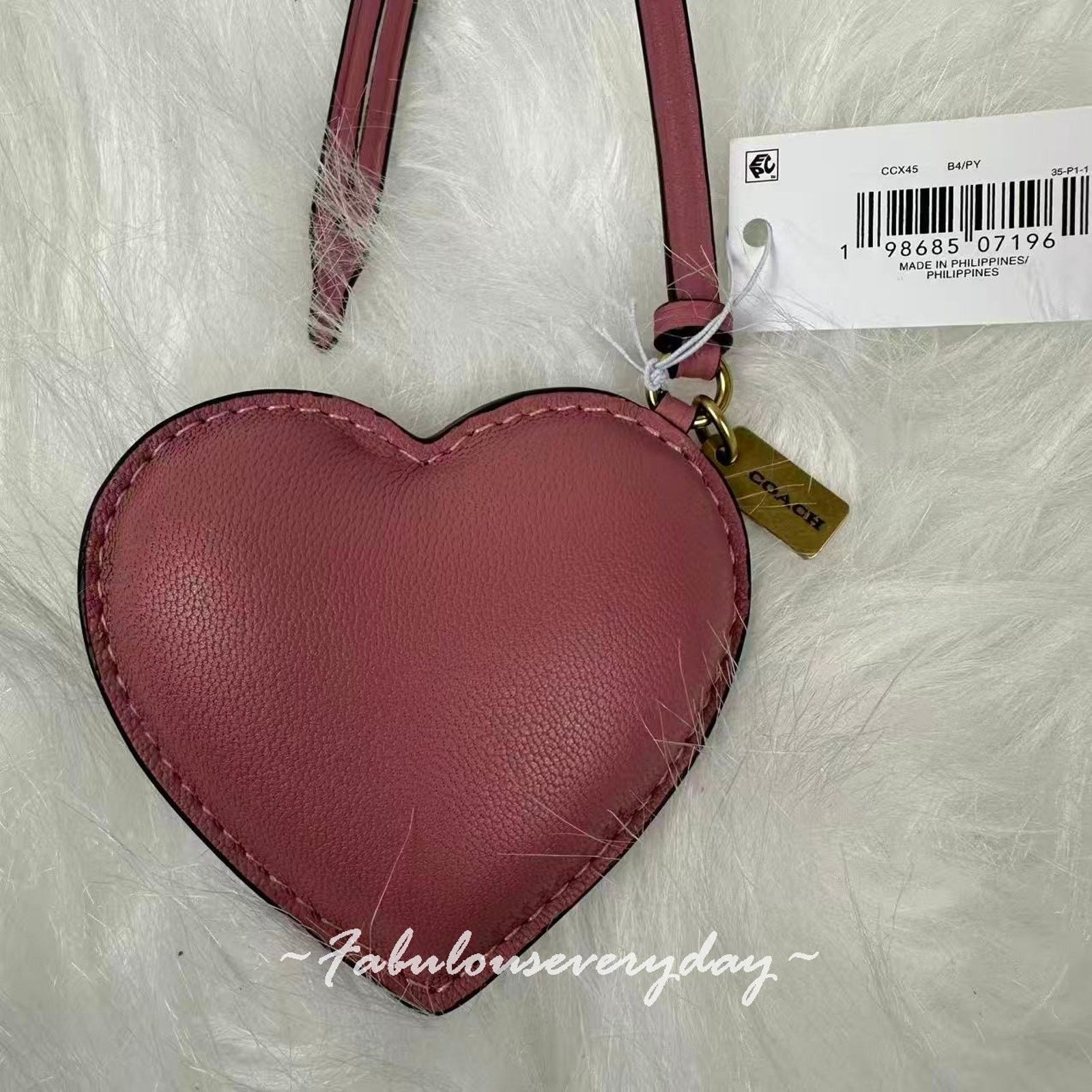 Coach Coach Heart Puffy Bag Charm In Leather/Brass/Peony Keychain Size ONE SIZE - 4 Thumbnail