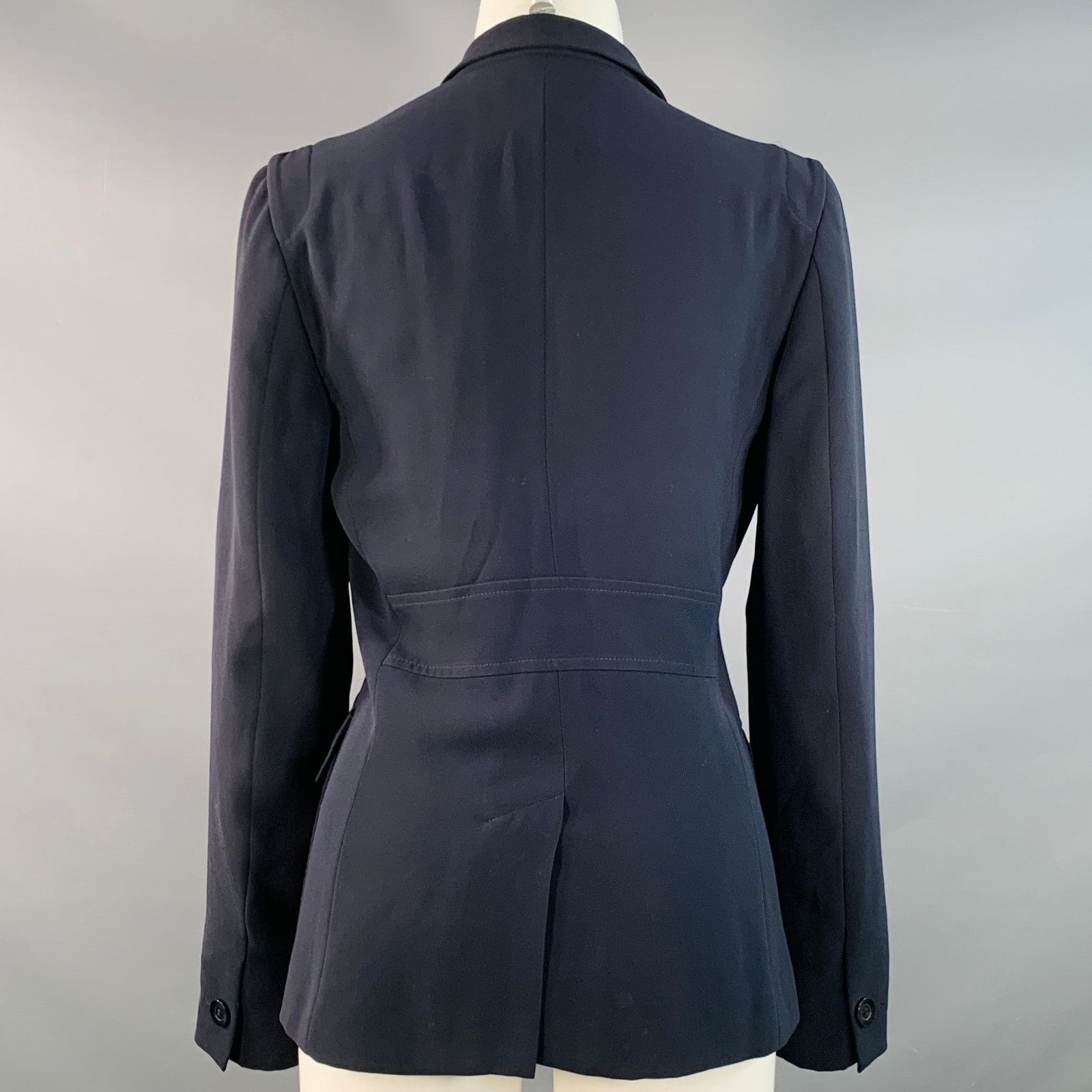 Max Mara 6 Navy Triacetate Blend Notch Lapel Jacket Blazer Size S / US 4 / IT 40 - 3 Thumbnail