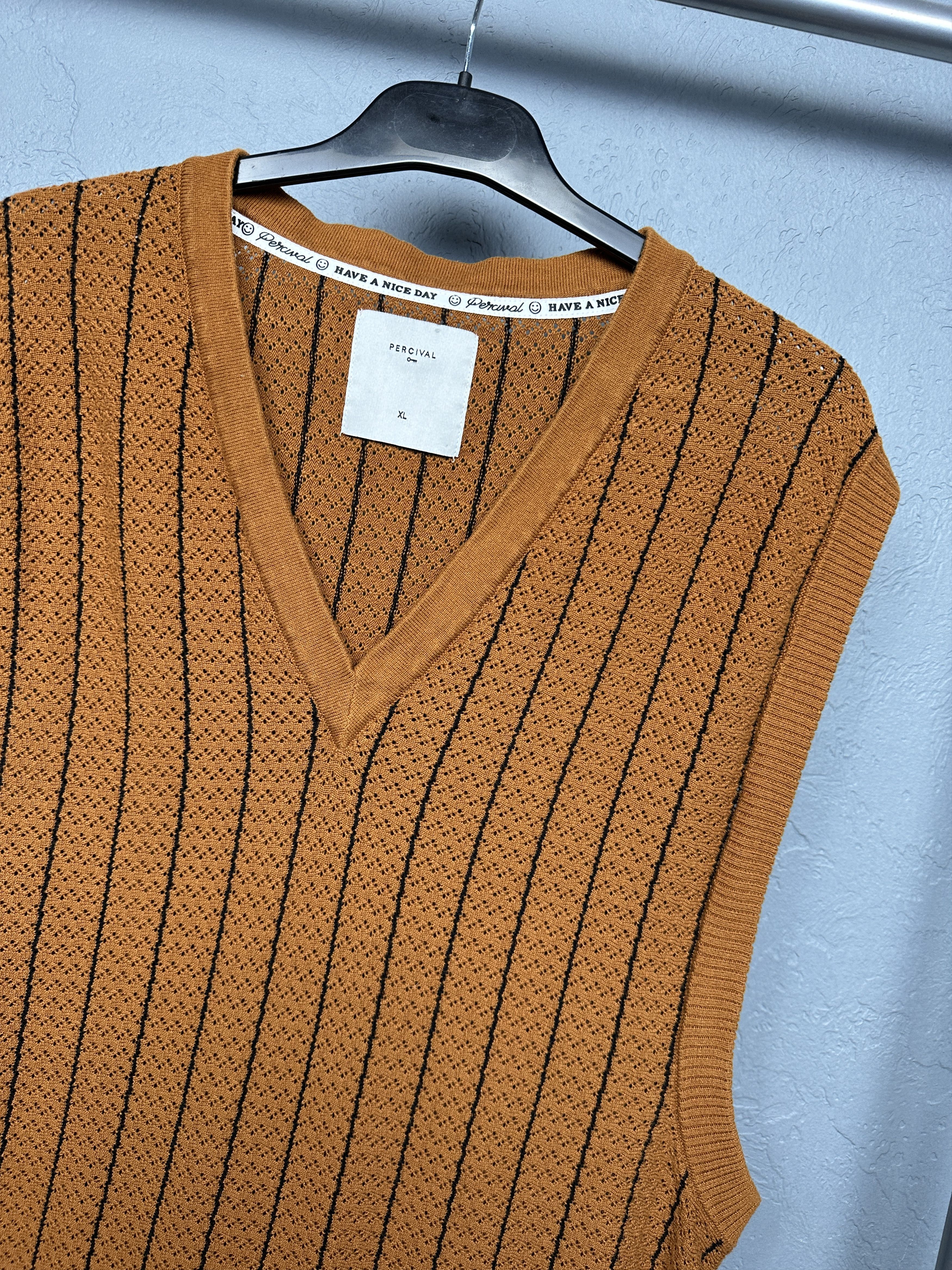 Percival Percival Mens Knit Vest Sweater Jumper Size US XL / EU 56 / 4 - 2 Thumbnail