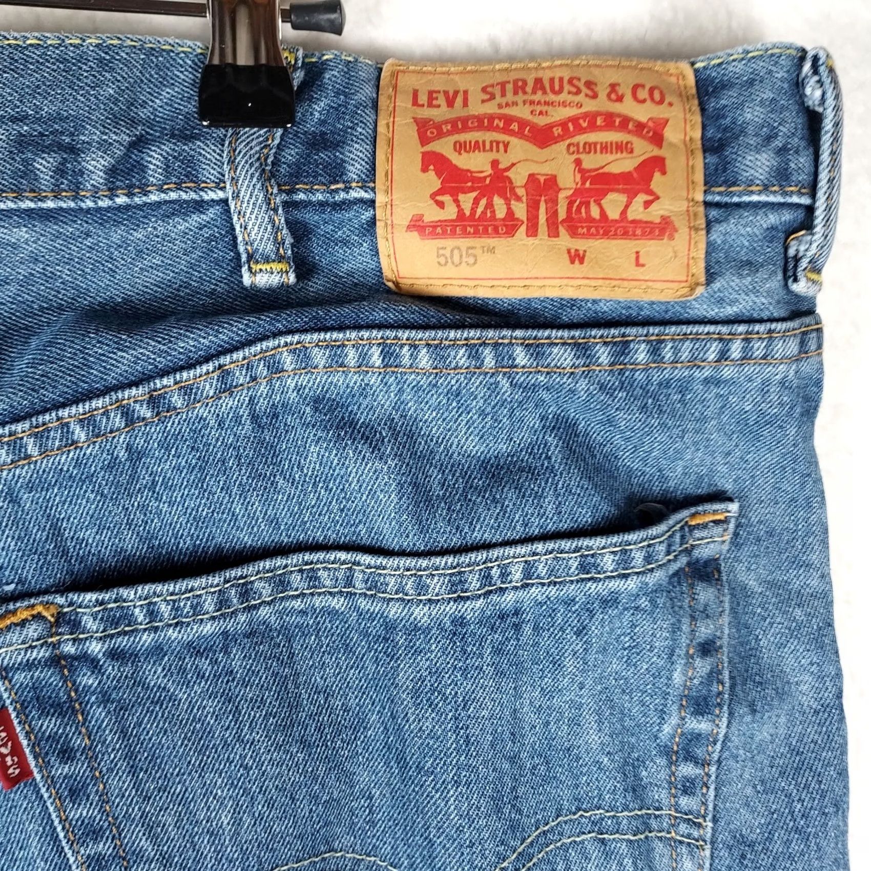 Levi's Levi's 505 Jeans Mens 44x34 Light Wash Straight Regular Fit Denim Pants Size US 44 / EU 60 - 3 Thumbnail