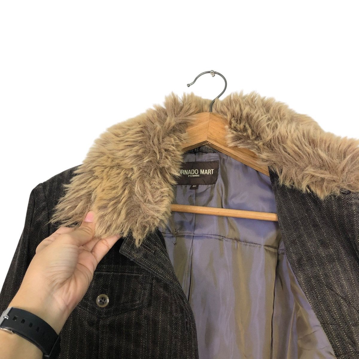 Tornado Mart 🔥VINTAGE HICKORY CHORE JACKET TORNADO MART MINK FUR COLLAR Size S / US 4 / IT 40 - 18 Thumbnail