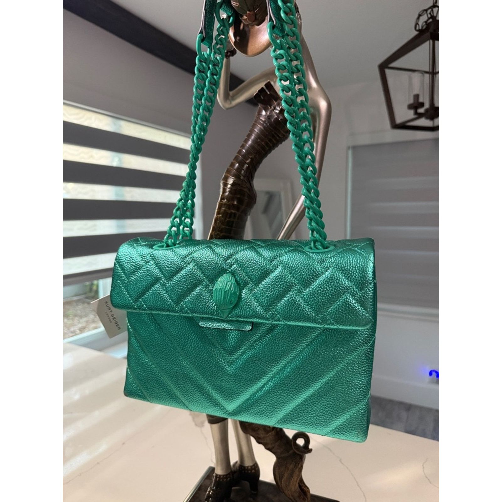 Kurt Geiger Kurt Geiger London Kensington Drench NWT! Metallic Green Size ONE SIZE - 11 Thumbnail