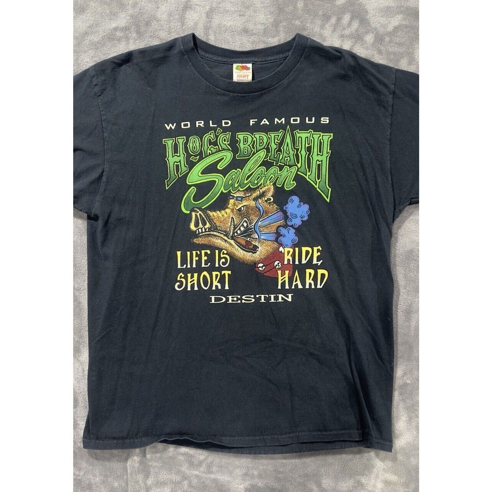 Fruit Of The Loom VTG Y2K Hog’s Breath Saloon Florida Mens Black Shirt Size XL Size US XL / EU 56 / 4 - 8 Thumbnail