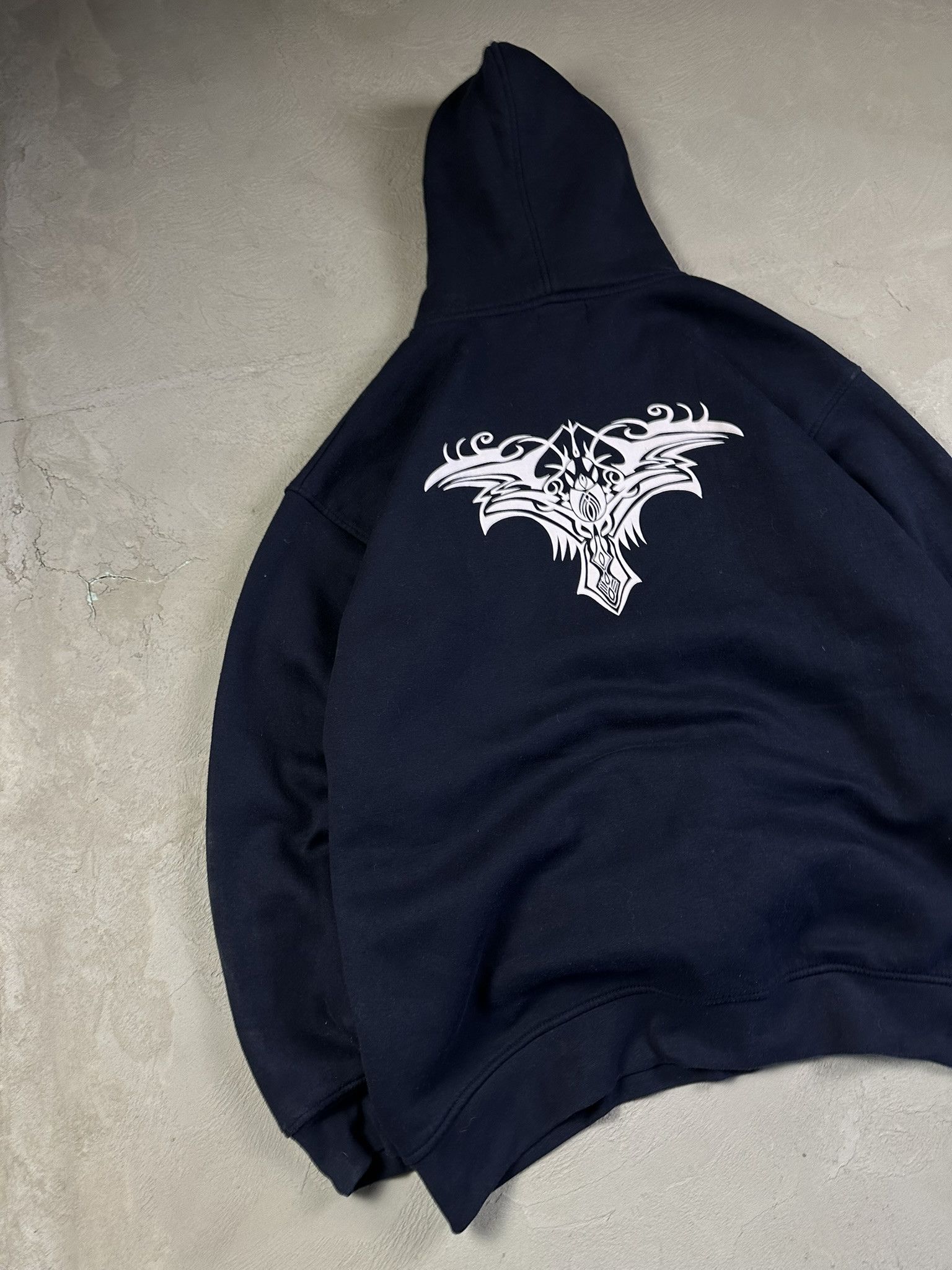 Affliction × JNCO × Vintage Vintage Y2k Tribal Hiphop Oversized Boxy Hoodie 2000s Size US XXL / EU 58 / 5 - 2 Thumbnail