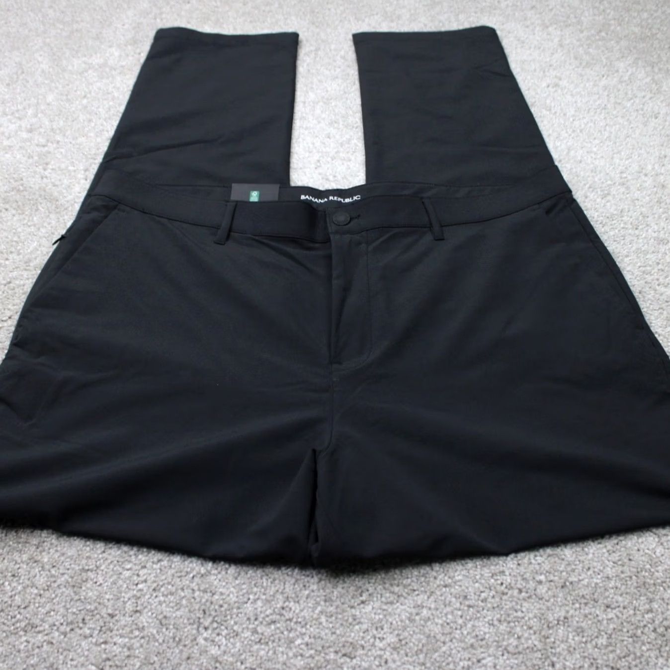 Banana Republic Banana Republic Pants Mens 40x34 Black Flat Front Straight Leg Polyester Wool Cotton Size US 40 / EU 56 - 2 Thumbnail