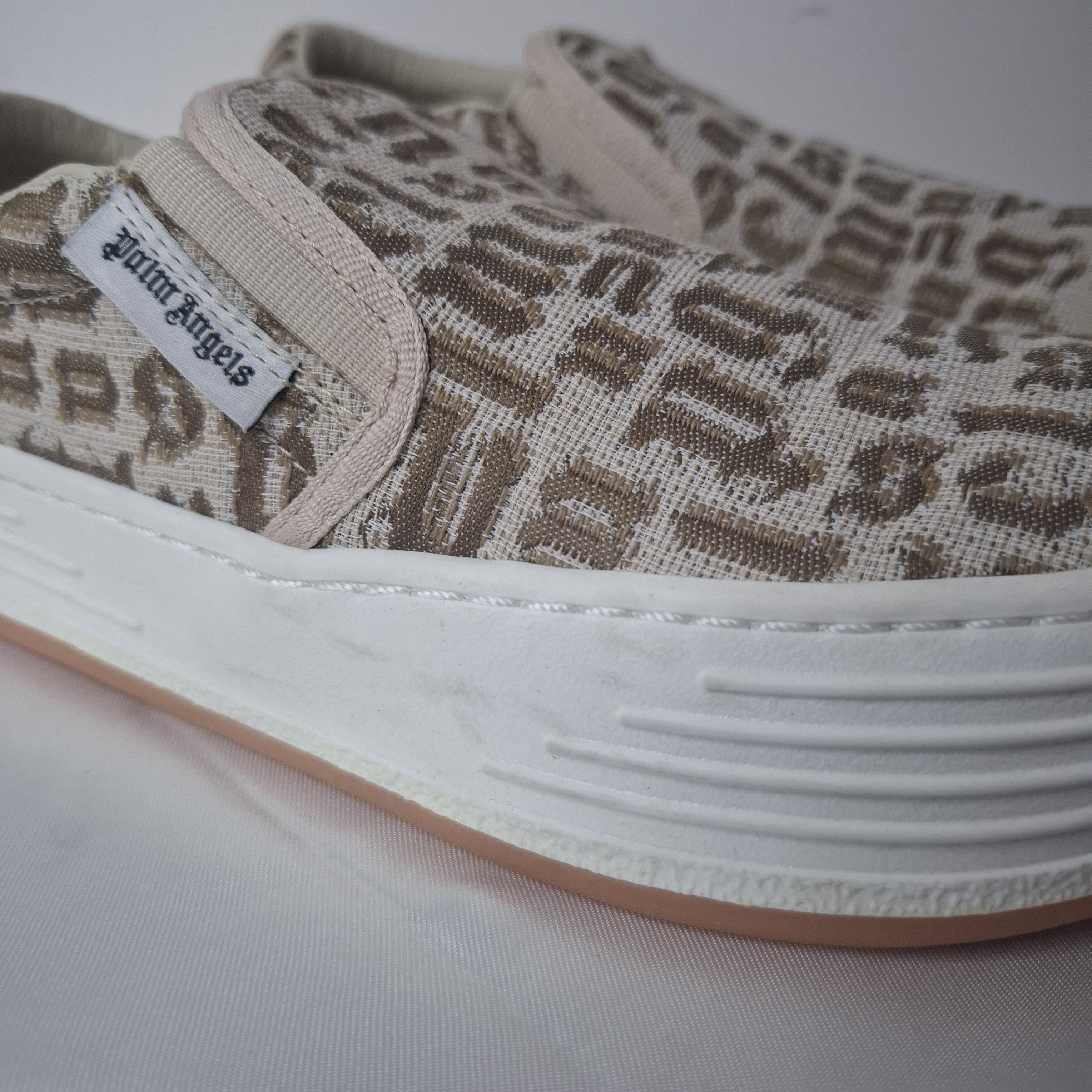 Palm Angels Palm Angels Beige & Brown Monogram Snow Slip Sneakers Size US 7.5 / IT 37.5 - 2 Thumbnail