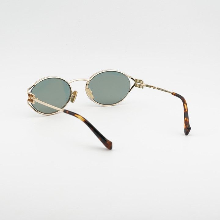 Miu Miu Miu Miu MU52YS 5AK04M Sunglasses Gold Oval Frame, Green Size ONE SIZE - 10 Thumbnail