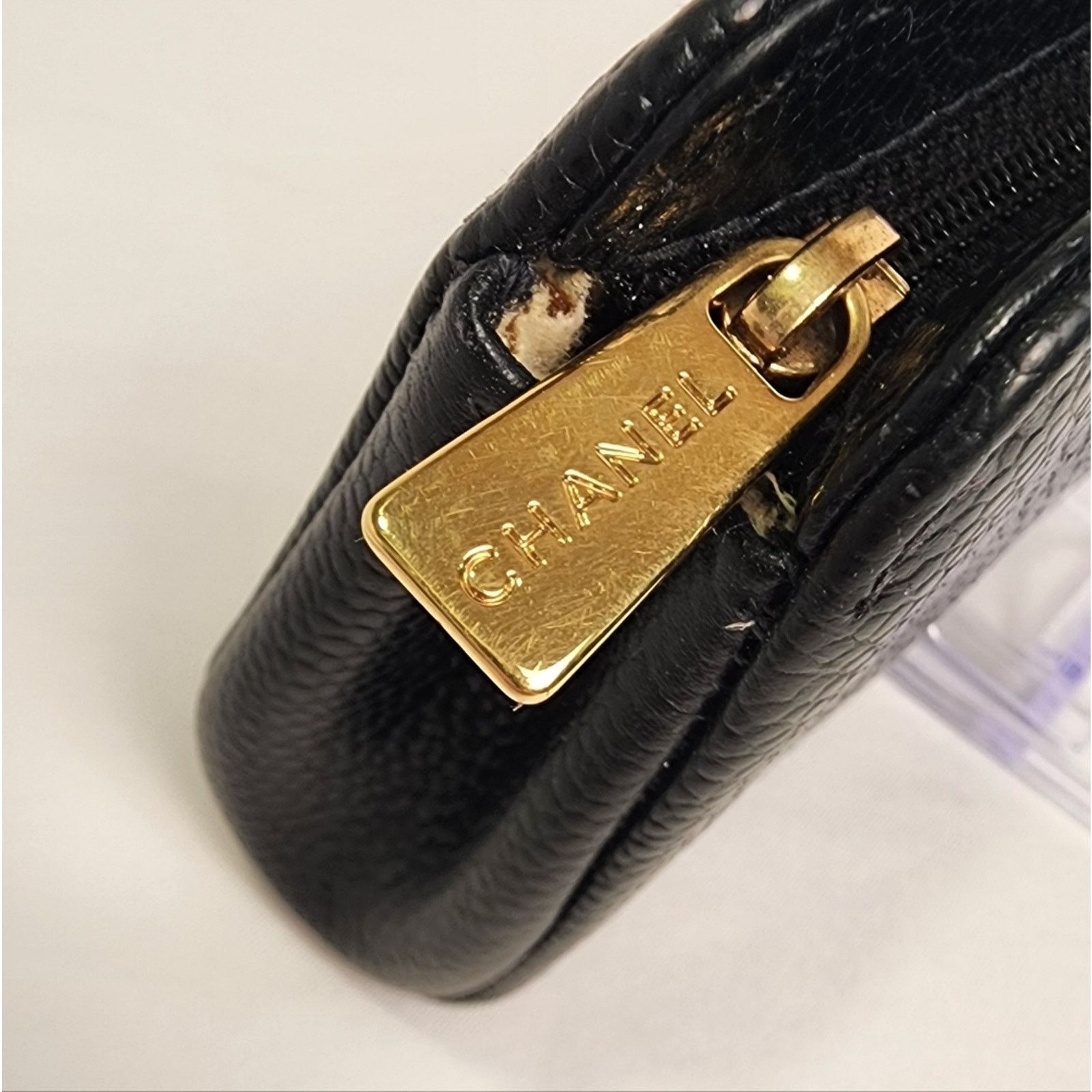 Chanel CHANEL Black Caviar Leather Zip Pouch Cosmetic Card Case Size ONE SIZE - 8 Thumbnail