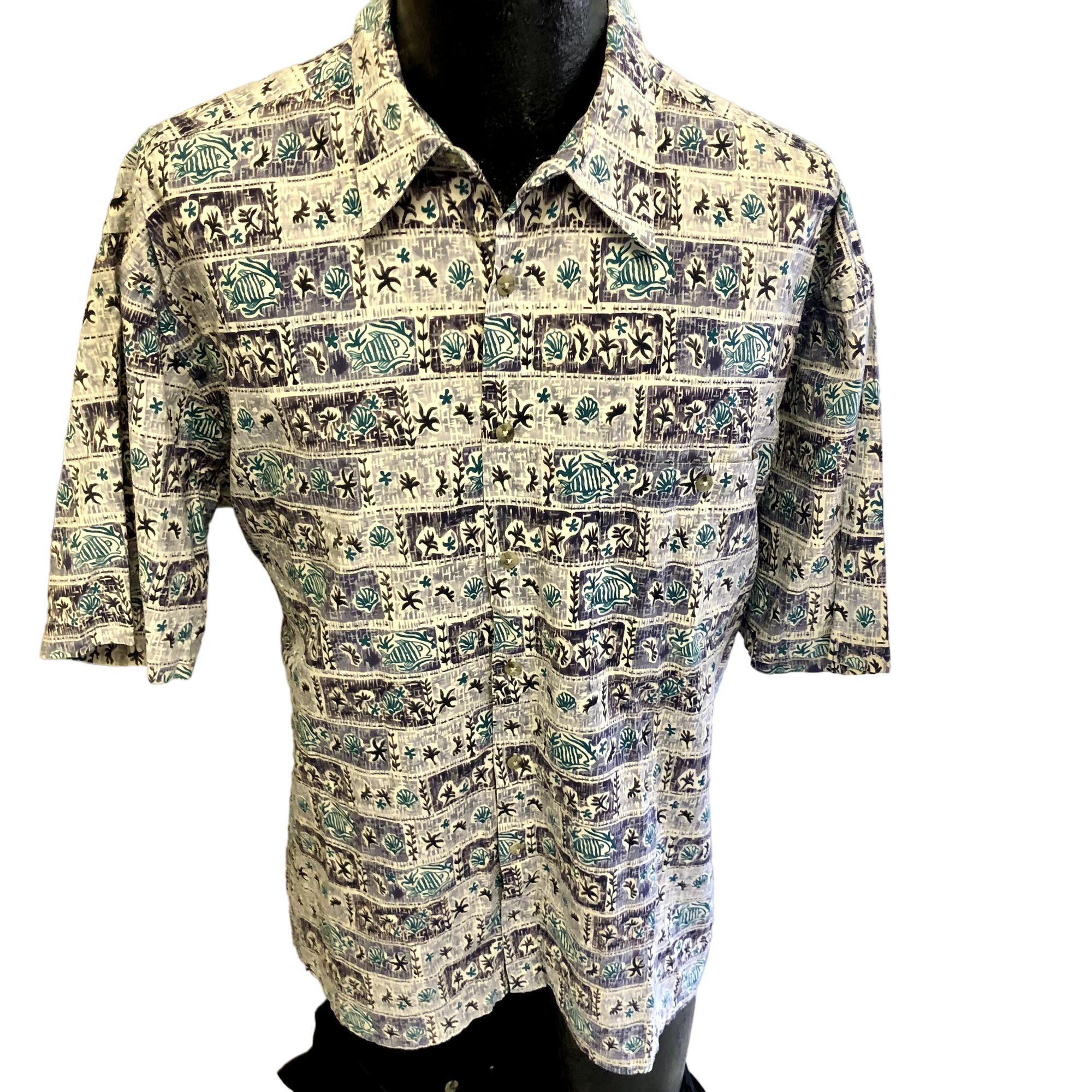 80's Pierre Cardin Purple OCEAN MARINE Life Hawaiian Shirt
