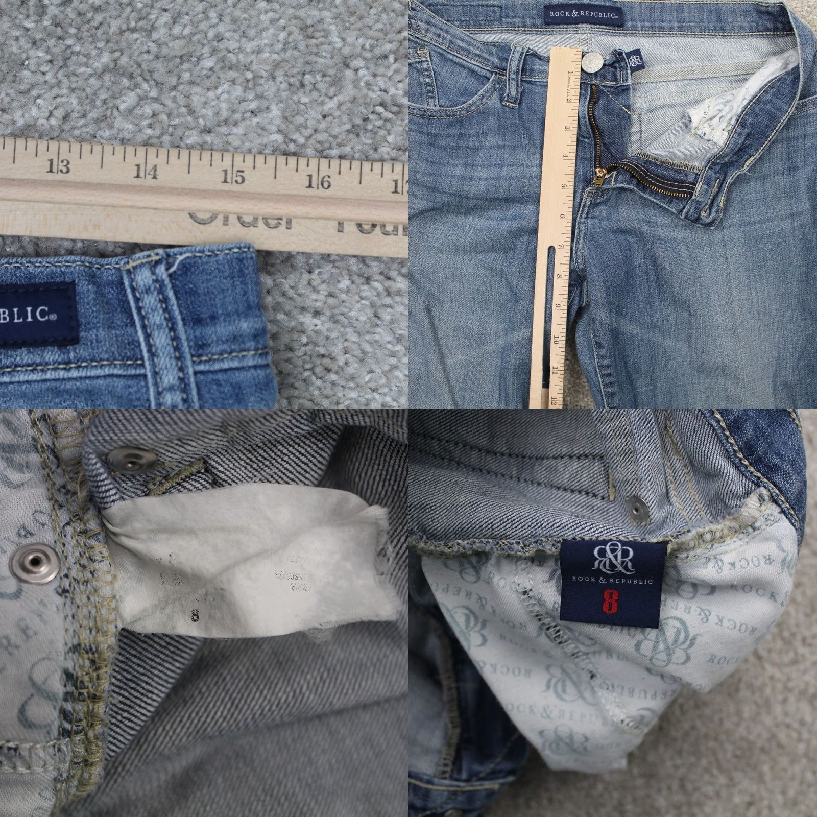 Vintage Rock & Republic Jeans Womens 8 Blue Medium Wash 5-Pocket Denim w/ 26" inseam Size 30" / US 8 / IT 44 - 8 Thumbnail