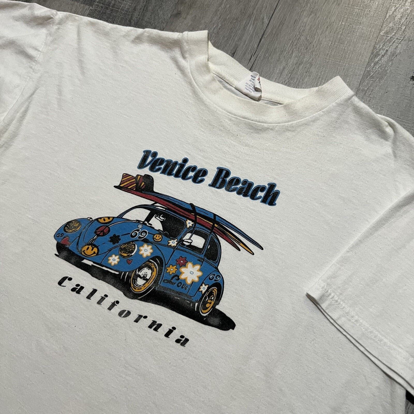 Vintage VTG Venice Beach California Volkswagen White Hippie Shirt XL Size US XL / EU 56 / 4 - 3 Thumbnail