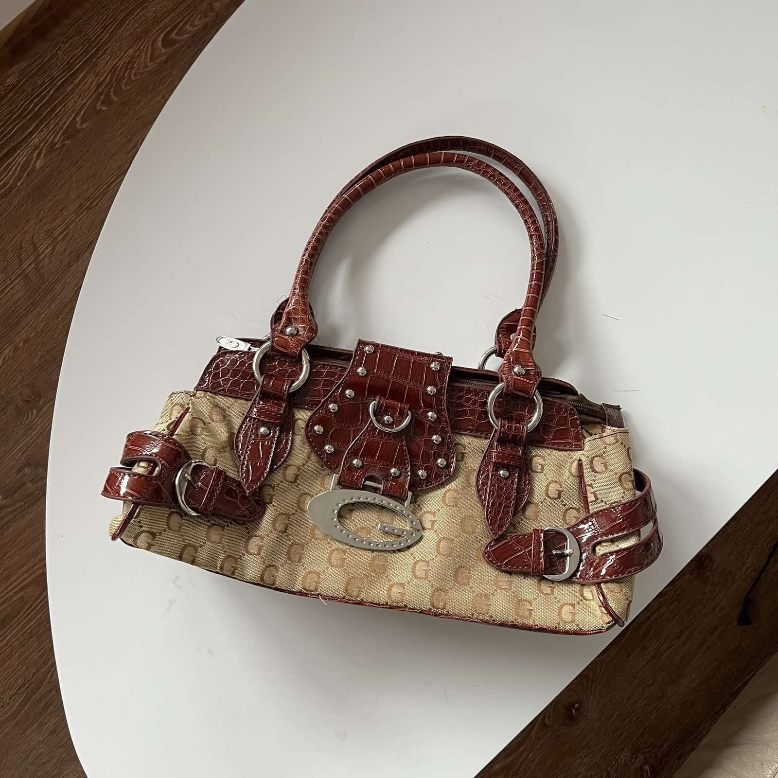 Avant Garde x Guess Like Guess Shoulder Bag Y2K Street Fashion Avantgarde Style in Brown, Women's