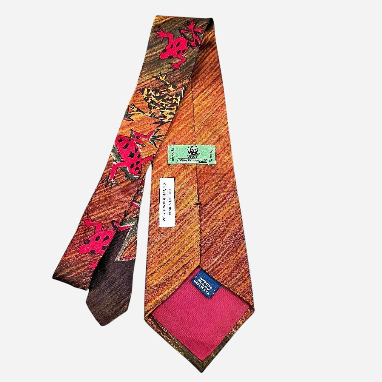 WWF WWF World Wildlife Fund Mens Silk Tie Frogs #102 58"L Size ONE SIZE - 2 Thumbnail