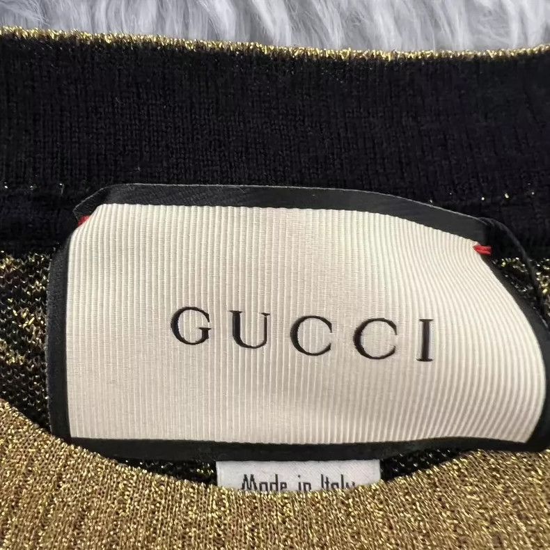 Gucci Gucci GG cotton gold and silver silk short sleeves Size S / US 4 / IT 40 - 4 Thumbnail