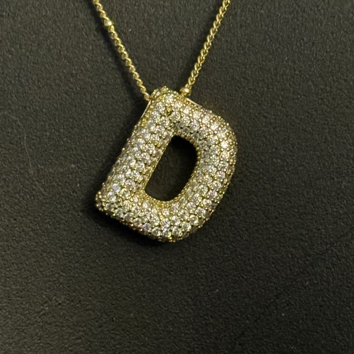 Other Gold tone puffy pave initial letter D pendant necklace Size ONE SIZE - 7 Thumbnail