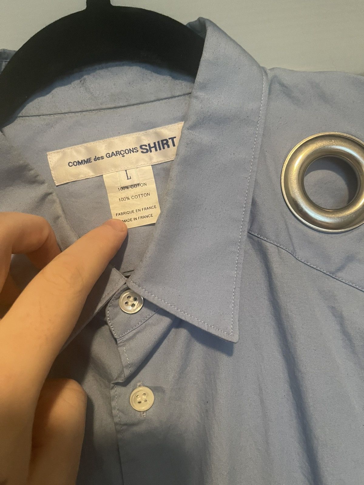 Comme des Garcons SHIRT CDG Shirt Giant Eyelet Cut Out Button Up Shirt Size US L / EU 52-54 / 3 - 4 Thumbnail