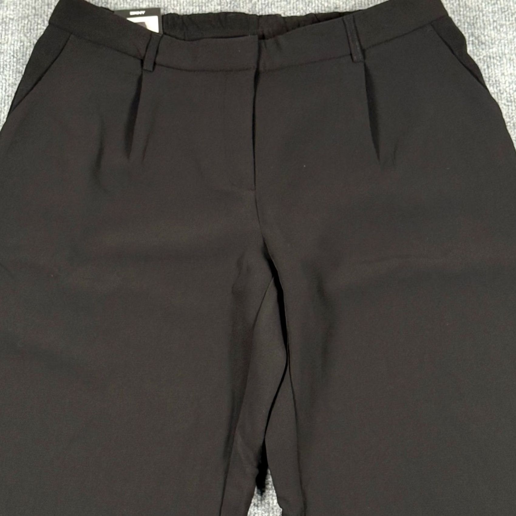 DKNY Wide Leg Dress Pants 12 Black Trousers Minimalist Careerwear Office Corpcore NWT DKNY Size 34" / US 12 / IT 48 - 3 Thumbnail
