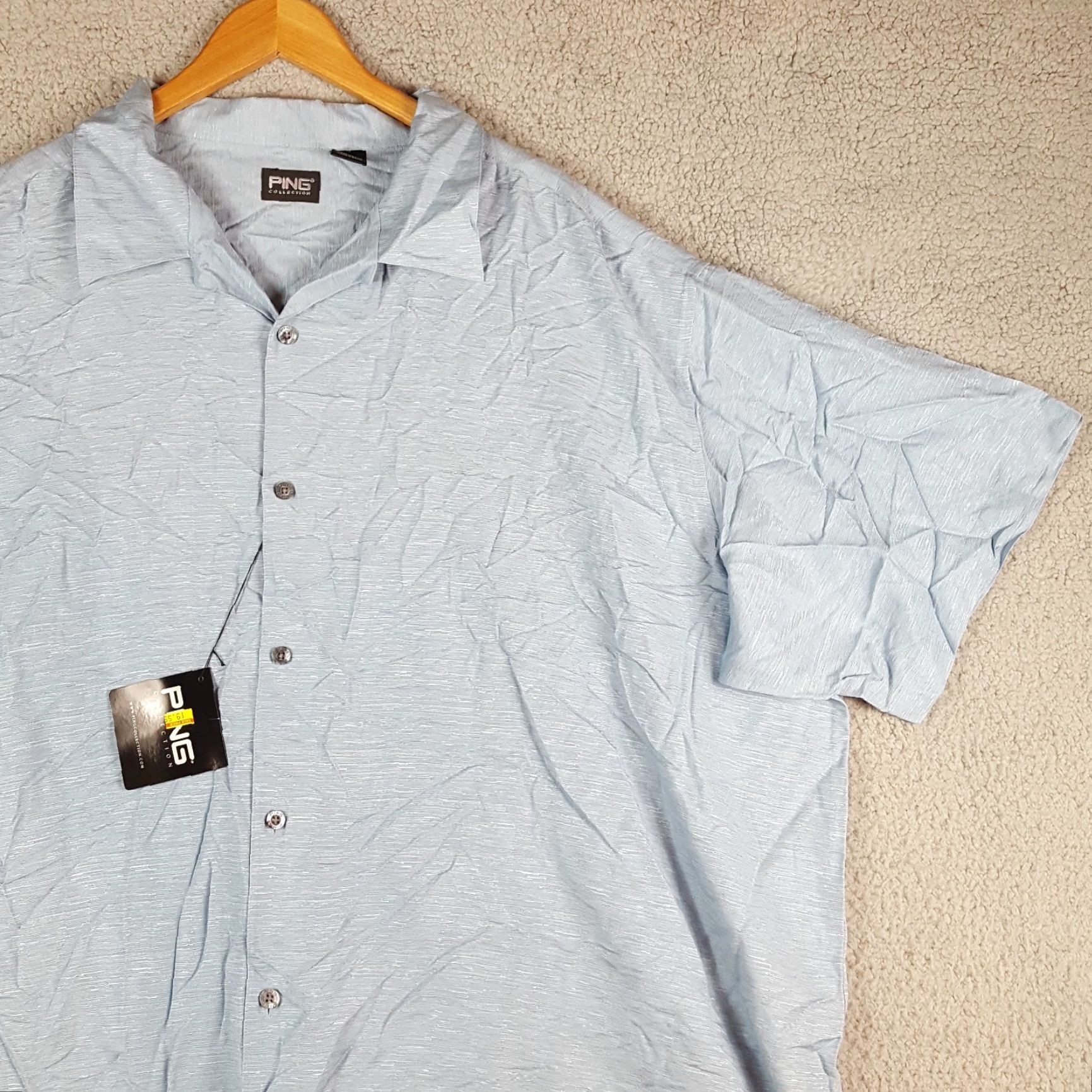 Vintage Ping Silk Breathable Preppy Polo Shirt Big & Tall 4X Blue Collar Button South casual Workwear 90s Vintage Mens Polo Size US XXL / EU 58 / 5 - 3 Thumbnail