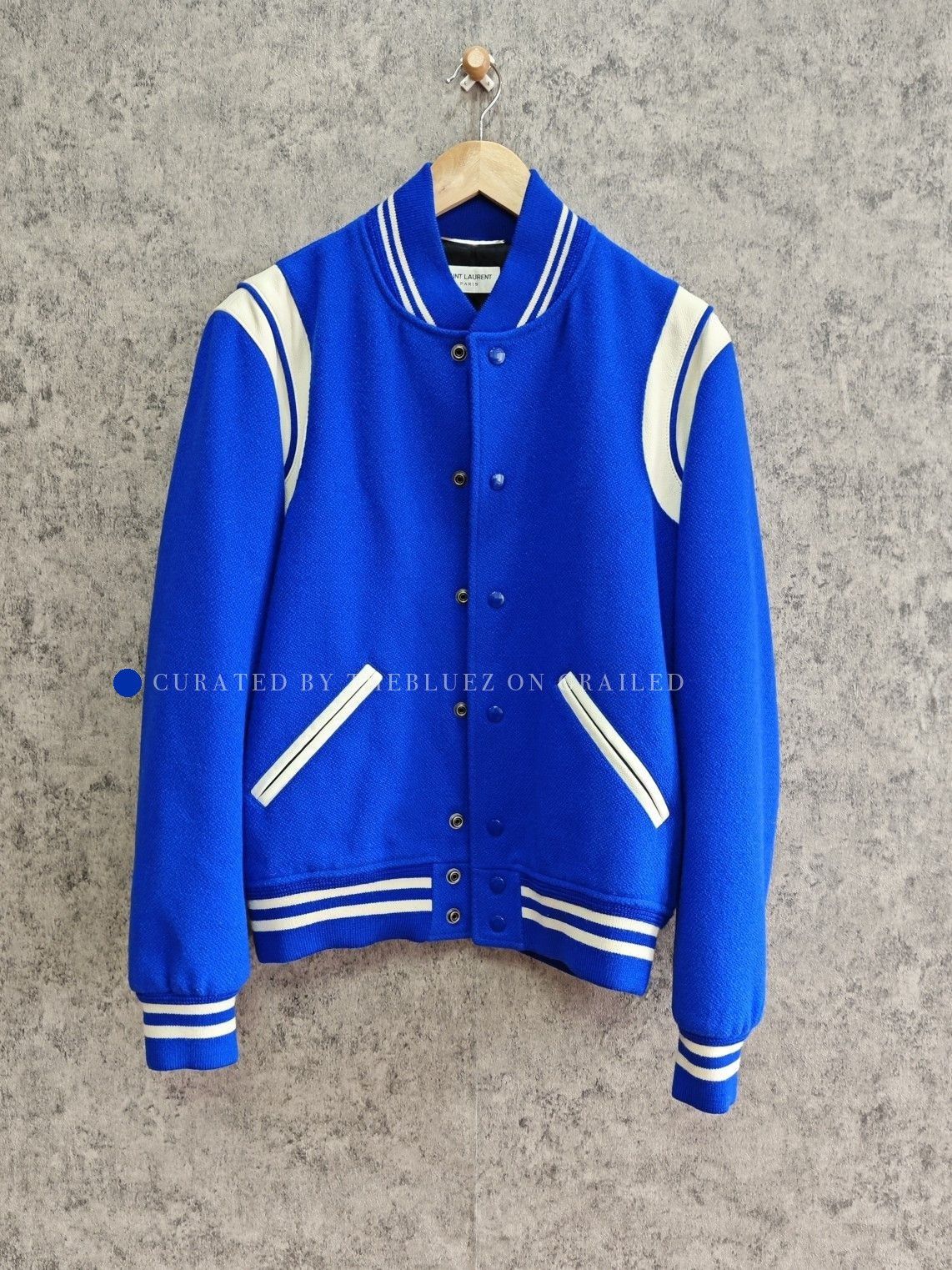 Saint Laurent Paris Wool Varsity Jacket in Blue Size US S / EU 44-46 / 1 - 1 Thumbnail
