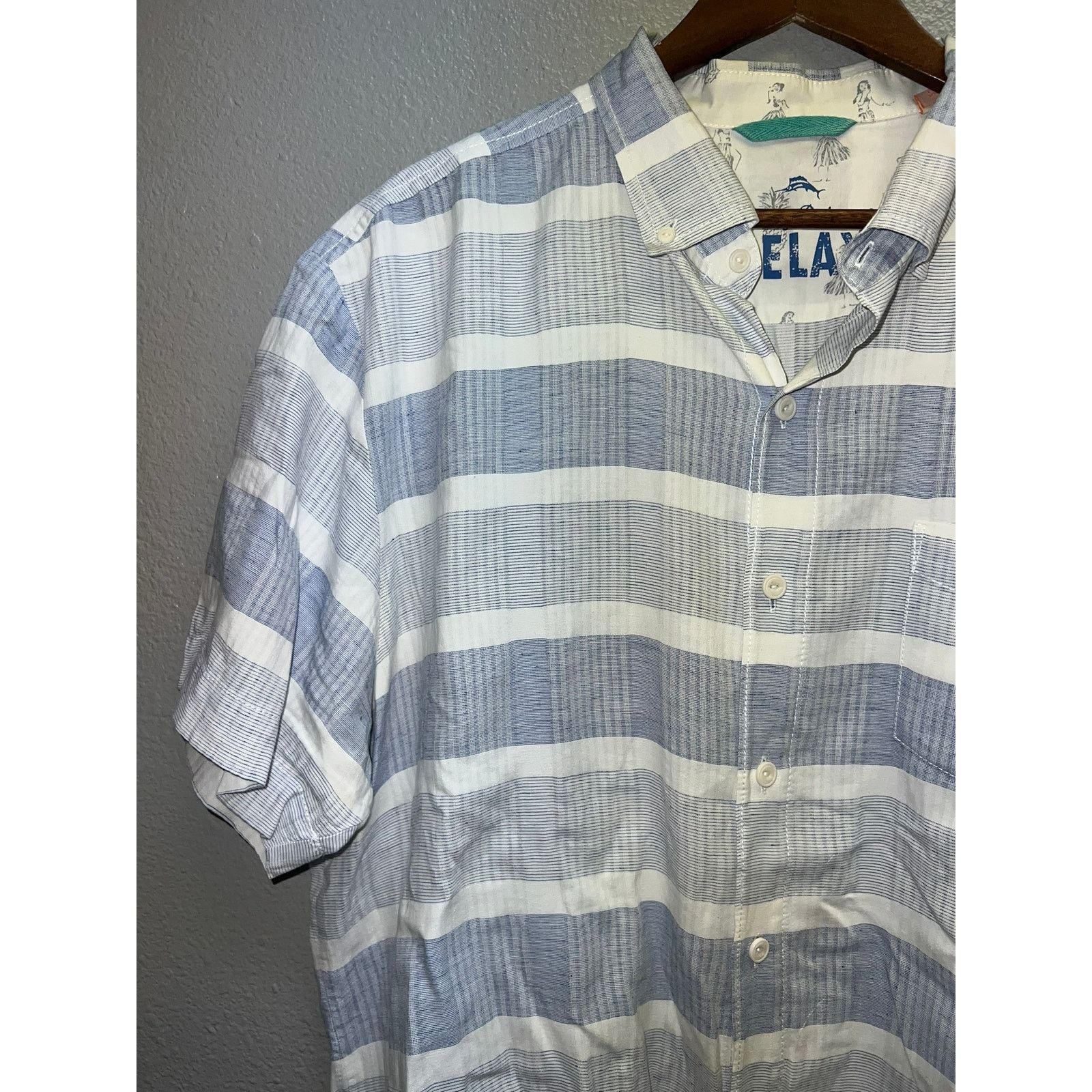 Tommy Bahama Tommy Bahama Relax Button Up Shirt Blue White Top mens XL Size US XL / EU 56 / 4 - 3 Thumbnail