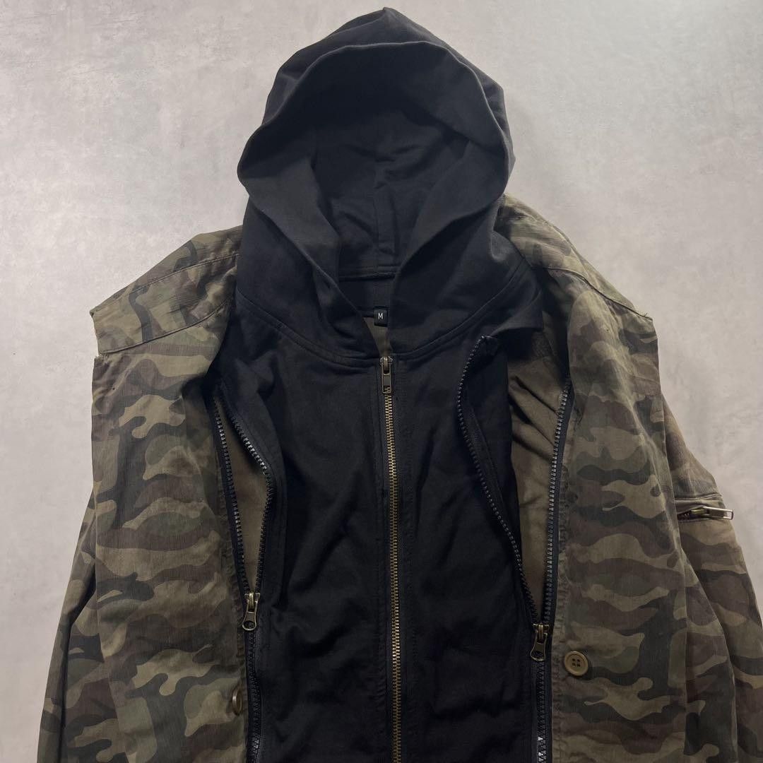 IN THE ATTIC Hooded Camo Napoleon Jacket M