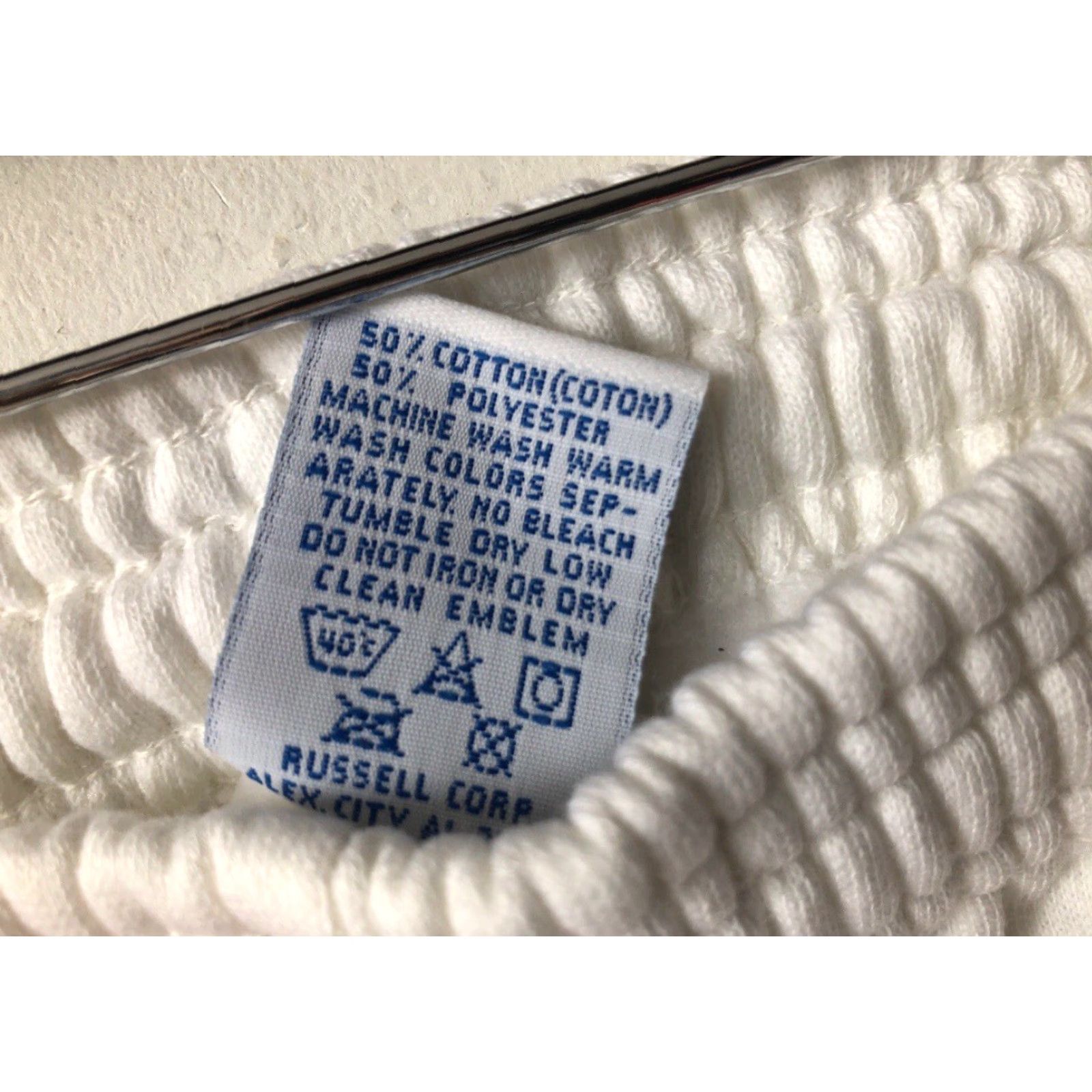 Russell Athletic VINTAGE Russell Athletic Sweat Shorts Mens M White 90s NWOT Deadstock 13.5” Waist 5.5” Inseam Royal Blue Red Logo Drawstring Pockets Made in USA Legit Size US 31 - 7 Thumbnail