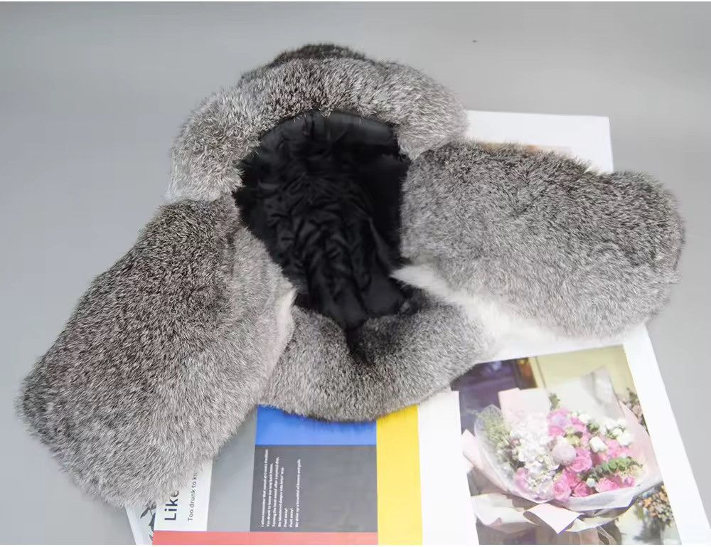 Other Unisex Genuine Sheepskin Real Rabbit Fur Hats Size ONE SIZE - 5 Thumbnail