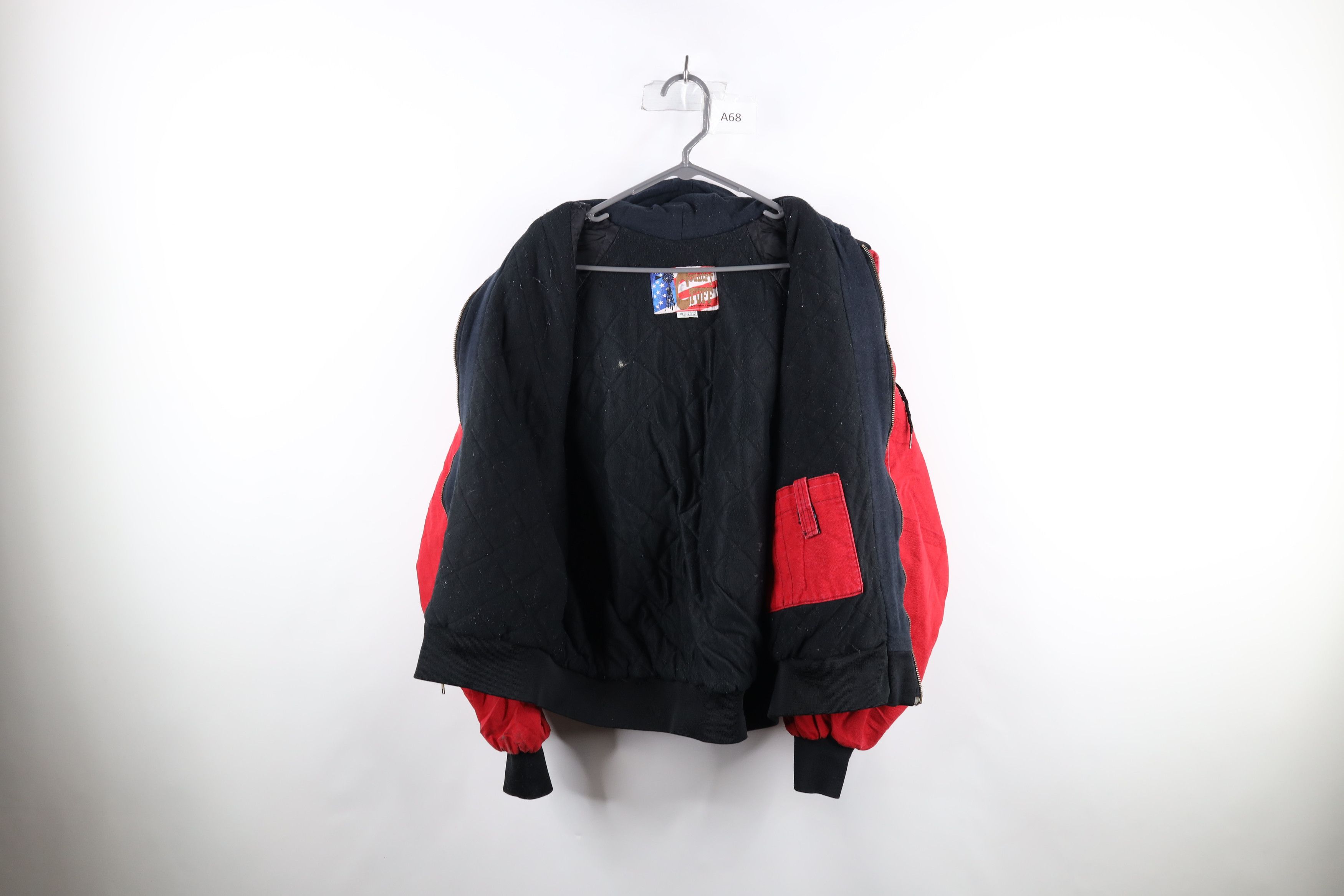 Vintage Vintage 90s Streetwear Lined Hooded Canvas Jacket Red USA Size US XL / EU 56 / 4 - 8 Thumbnail