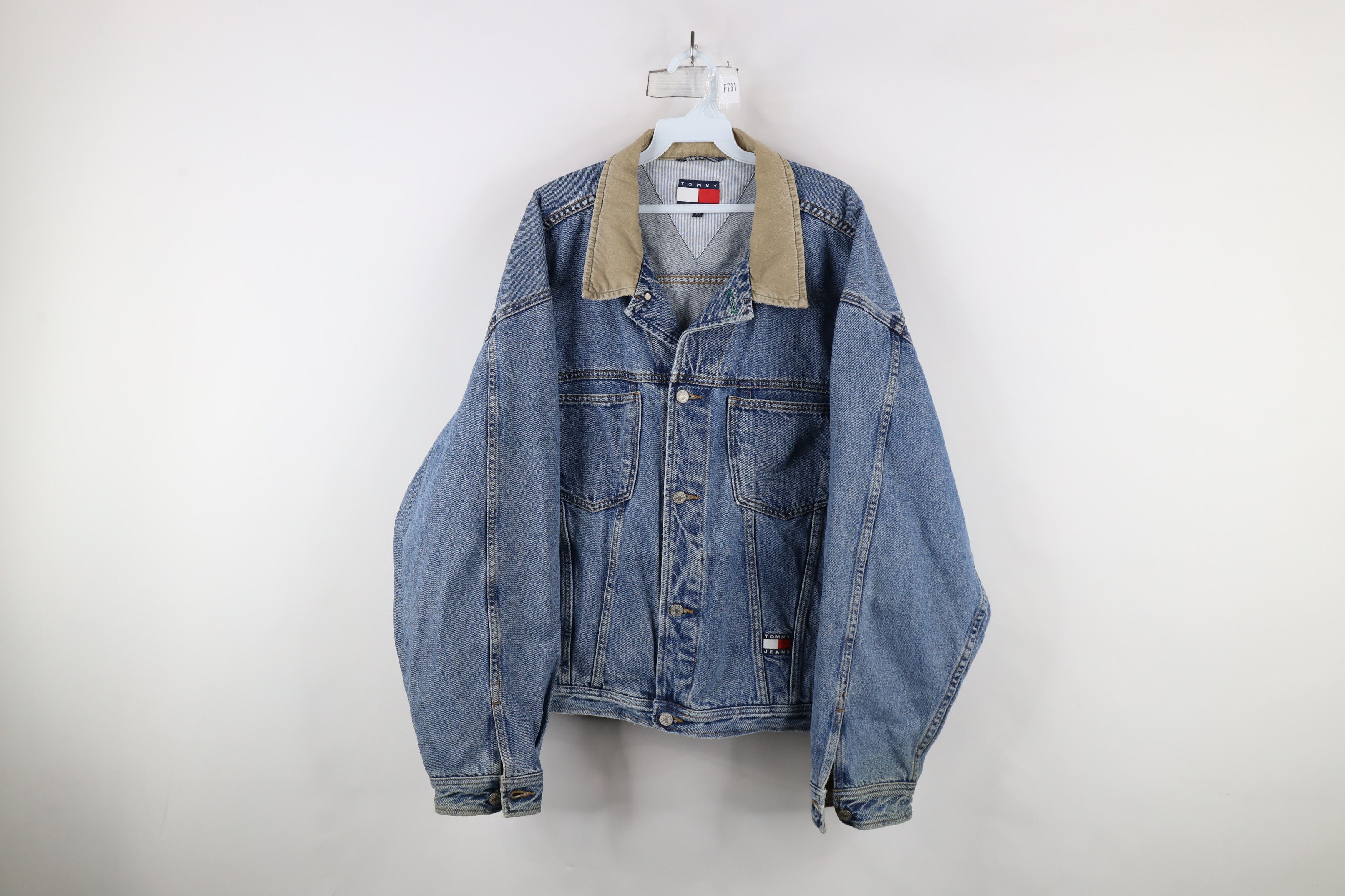 Vintage 90s Tommy Hilfiger Spell Out Denim Trucker Jacket