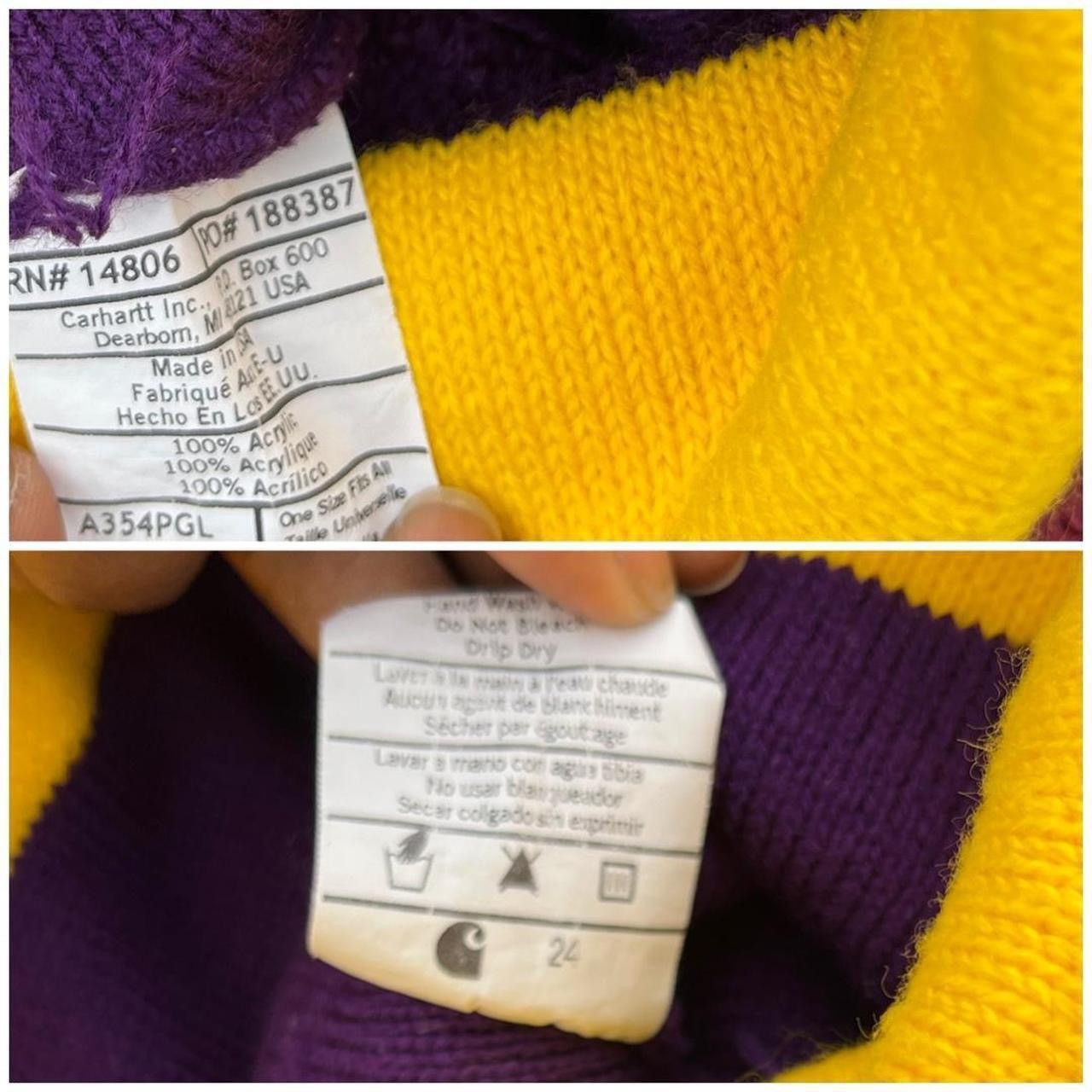 Carhartt Carhartt purple and yellow color block beanie hat Lakers Size ONE SIZE - 4 Thumbnail