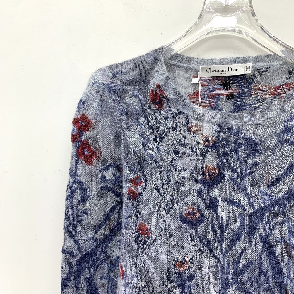 Dior Dior Blue Floral Cashmere Long Sleeve Knit Sweater K26WX Size XS / US 0-2 / IT 36-38 - 3 Thumbnail
