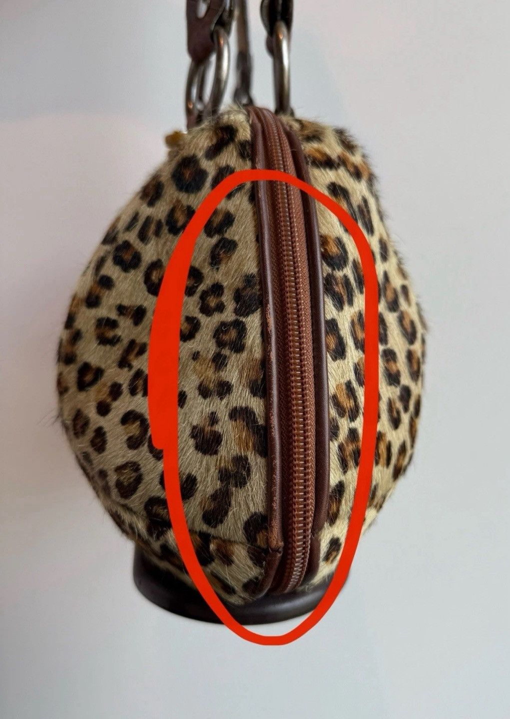 Vintage Alaluna Leopard Leather Brown hard Bag Vintage handmade Size ONE SIZE - 12 Thumbnail