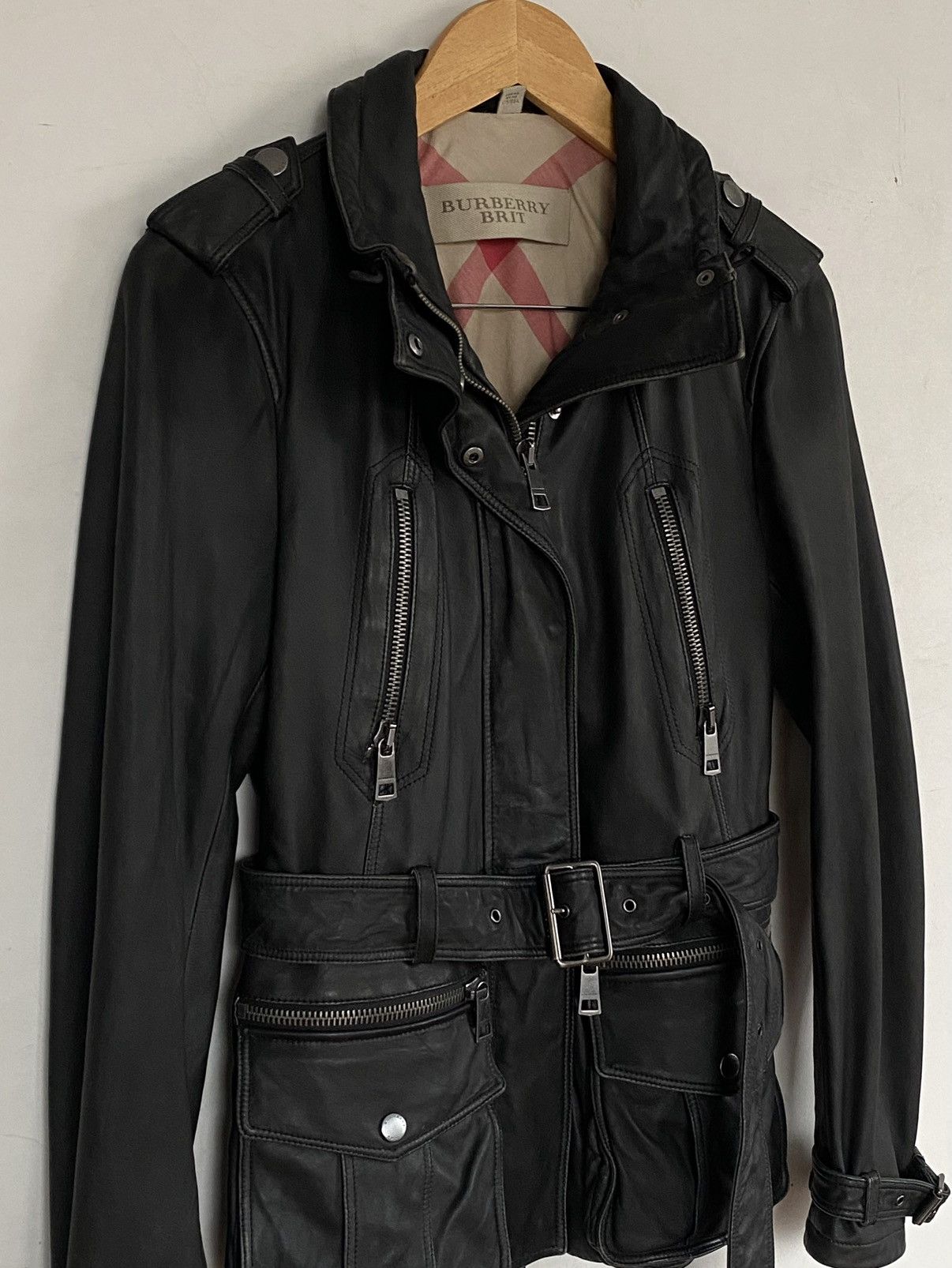 Burberry 🔥RRP 2390$ Burberry Brit Lambskin Biker Field Jacket Size S / US 4 / IT 40 - 1 Thumbnail