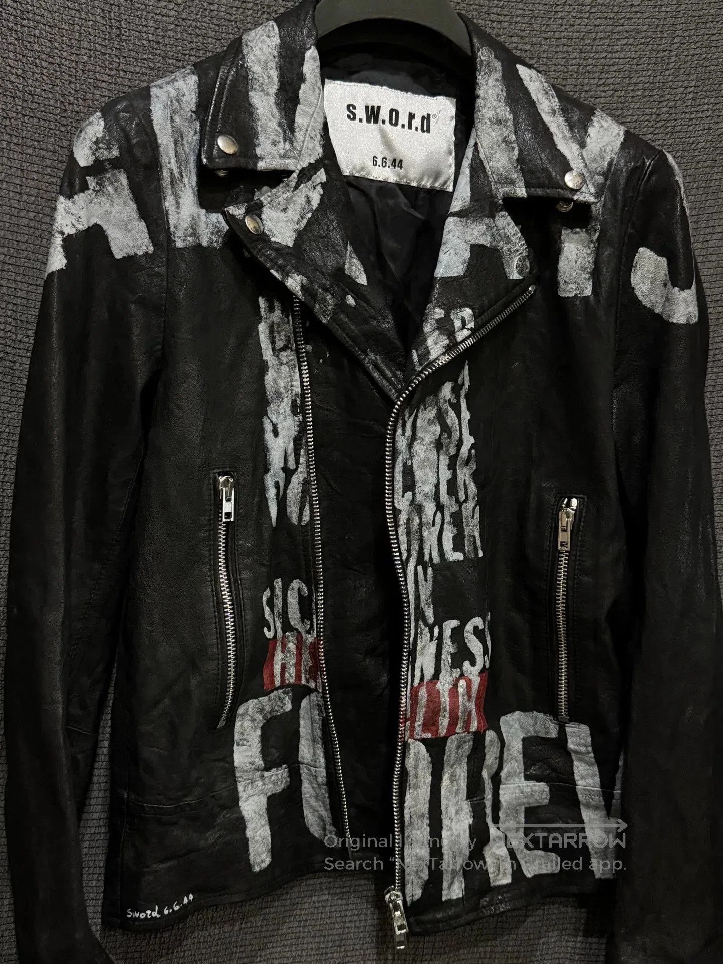 Japanese Brand Italian Rock Graphic Leather Jacket. Size US M / EU 48-50 / 2 - 5 Thumbnail