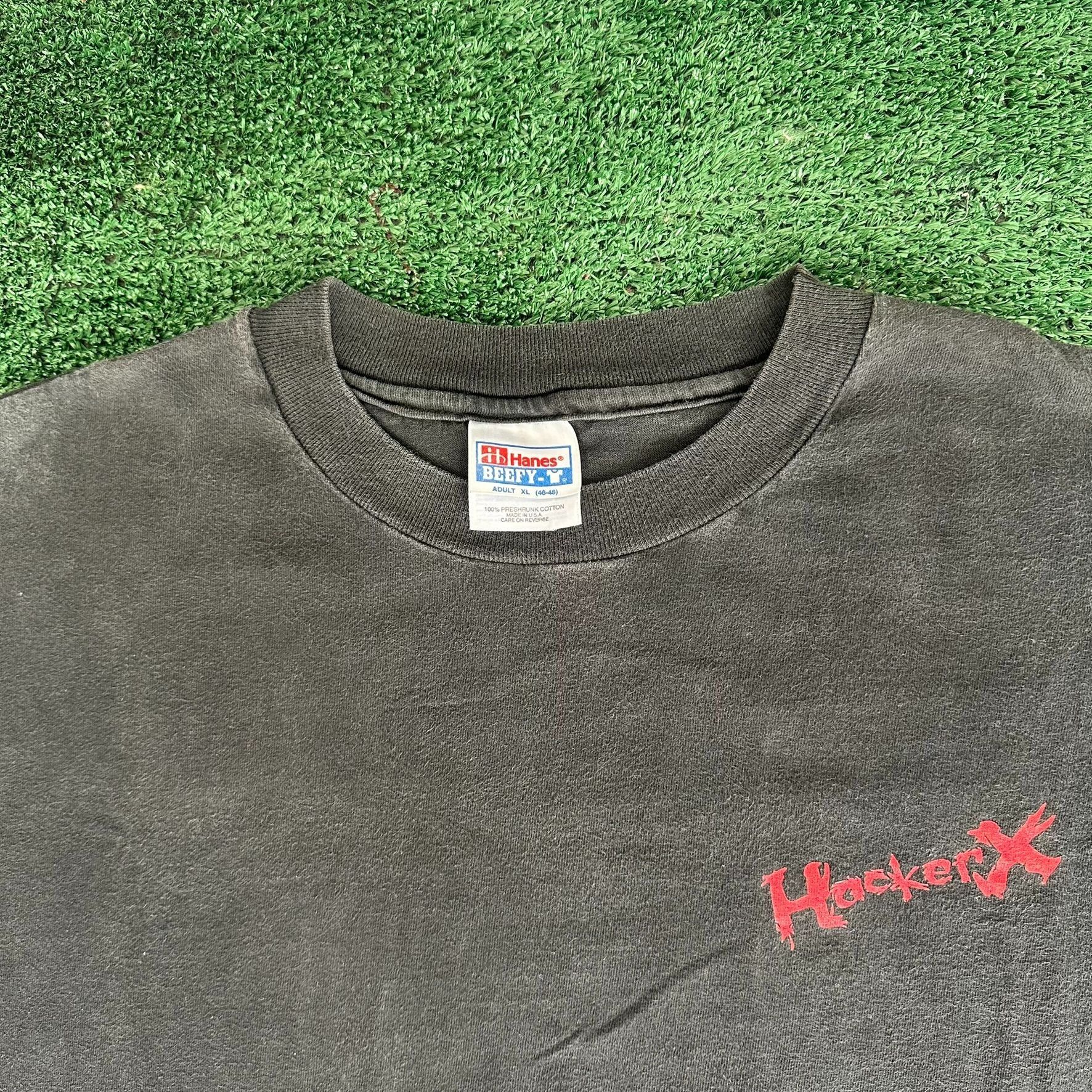 Hanes Vintage 90s HackerX Cybersecurity T-Shirt Grunge Tech Single Size US XL / EU 56 / 4 - 2 Thumbnail