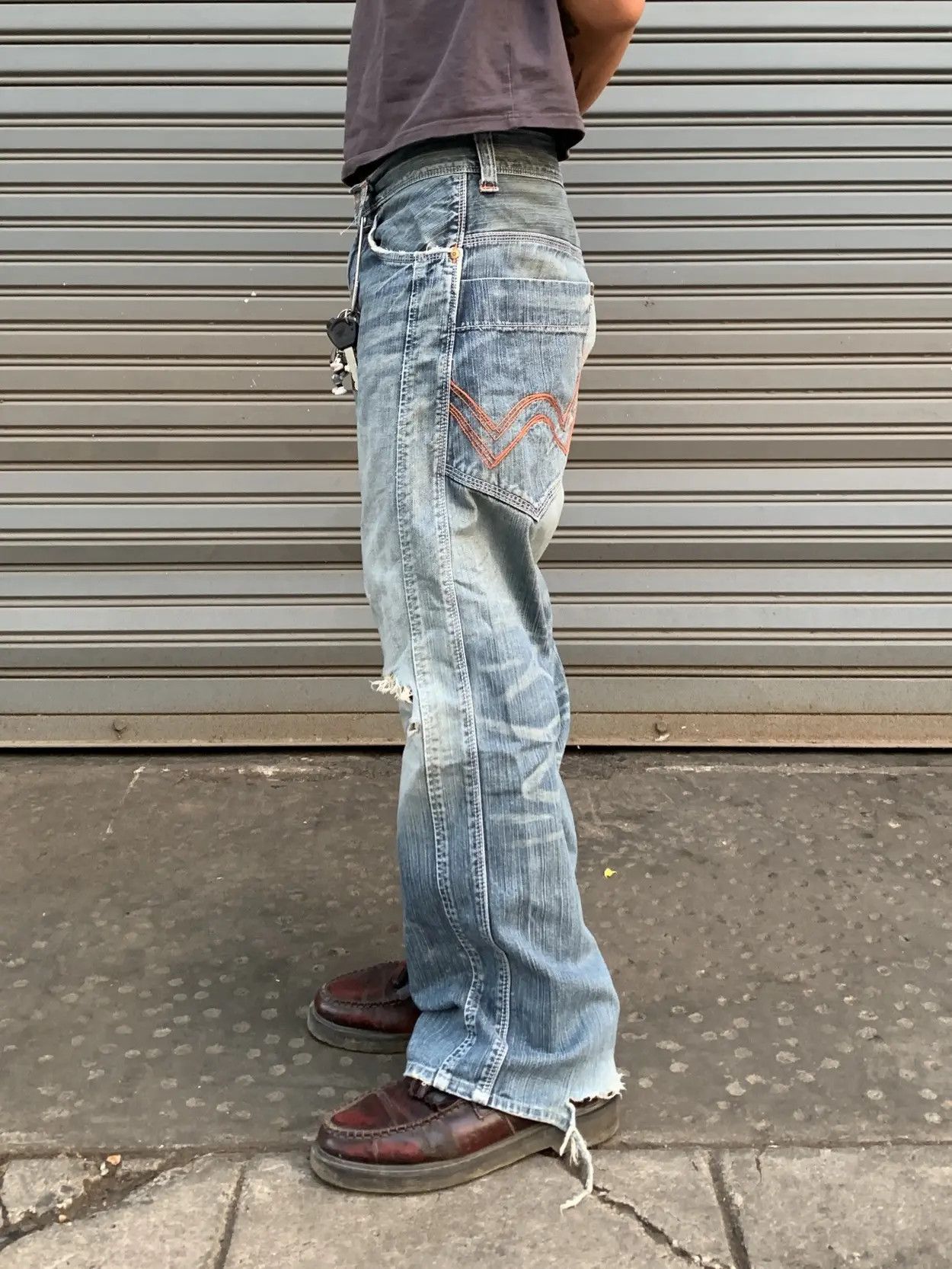 Number (N)ine Vintage Edwin XV Distressed Denim Baggy Pants Size US 35 - 22 Thumbnail