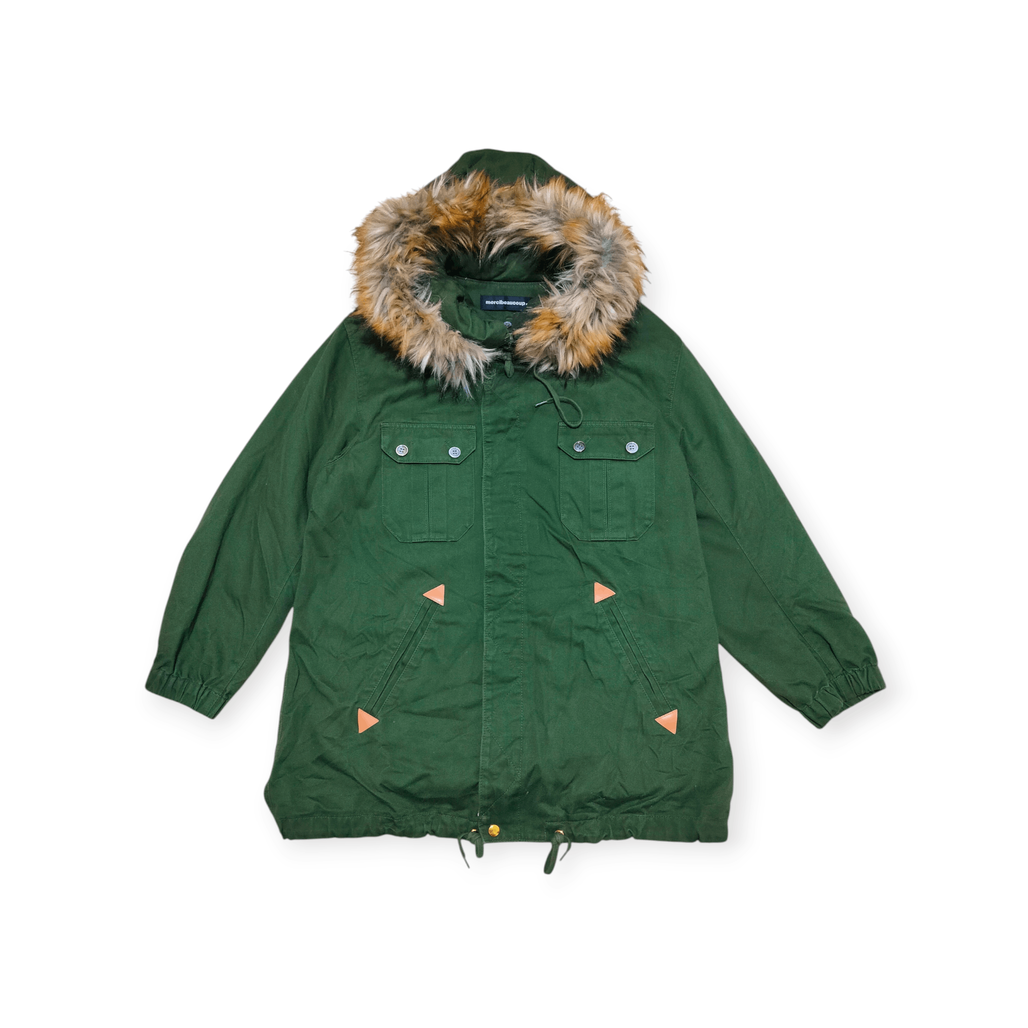 Issey Miyake Mercibeaucoup Green Parka Jacket with Fur Size US L / EU 52-54 / 3 - 1 Thumbnail