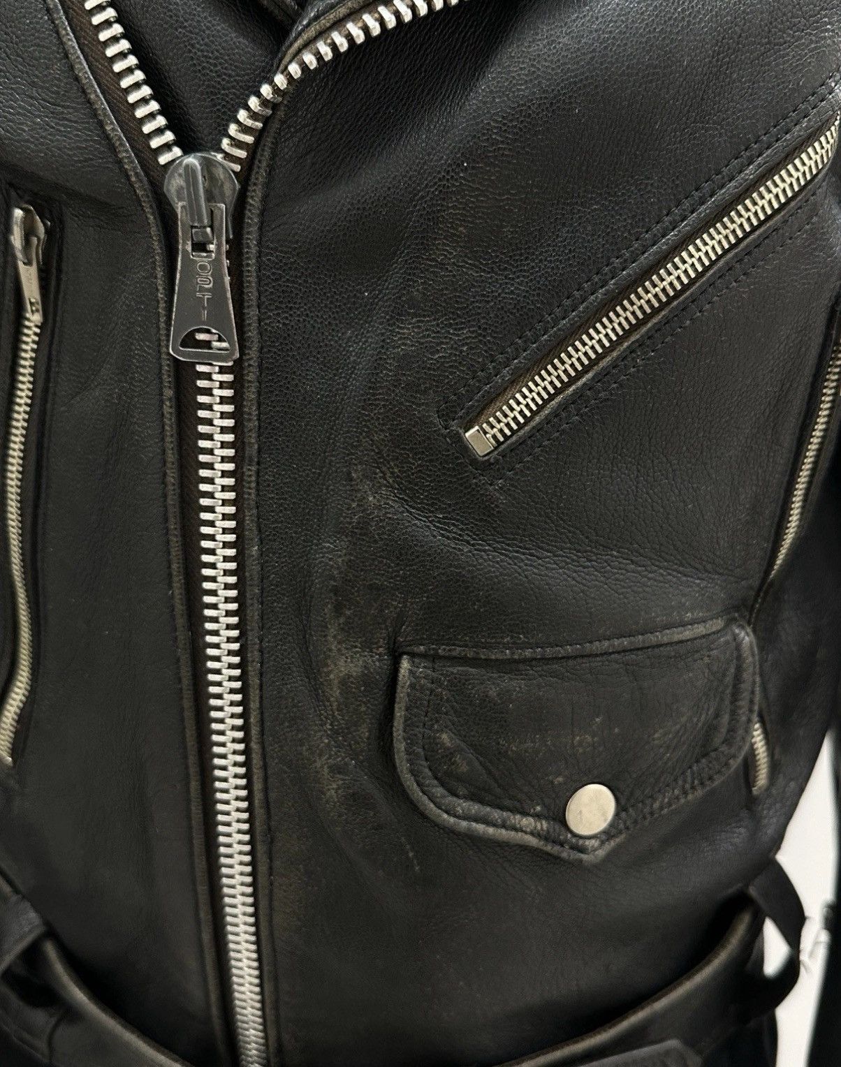 Other Vintage 1980s Mens Leather Biker Moto Jacket Rare Black Size US S / EU 44-46 / 1 - 5 Thumbnail